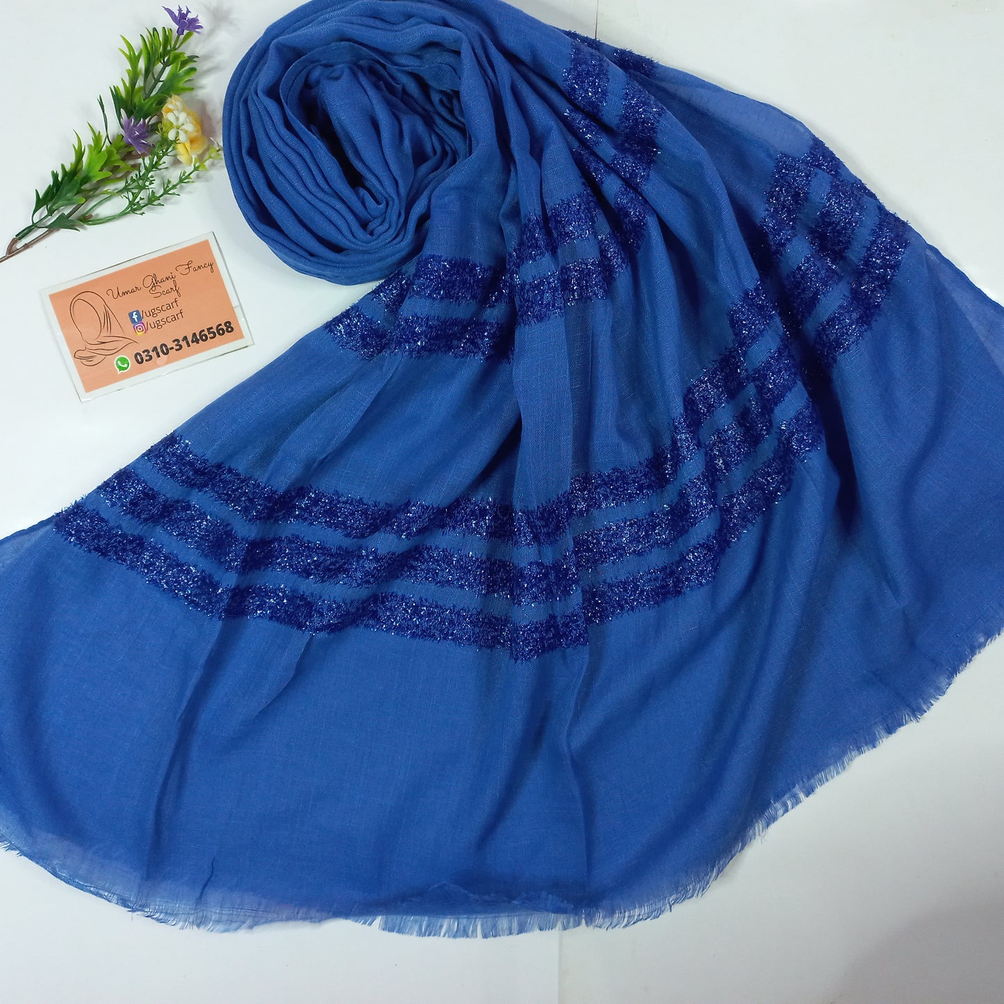 Cashmere Slub Lawn Zari Hijab Scarf