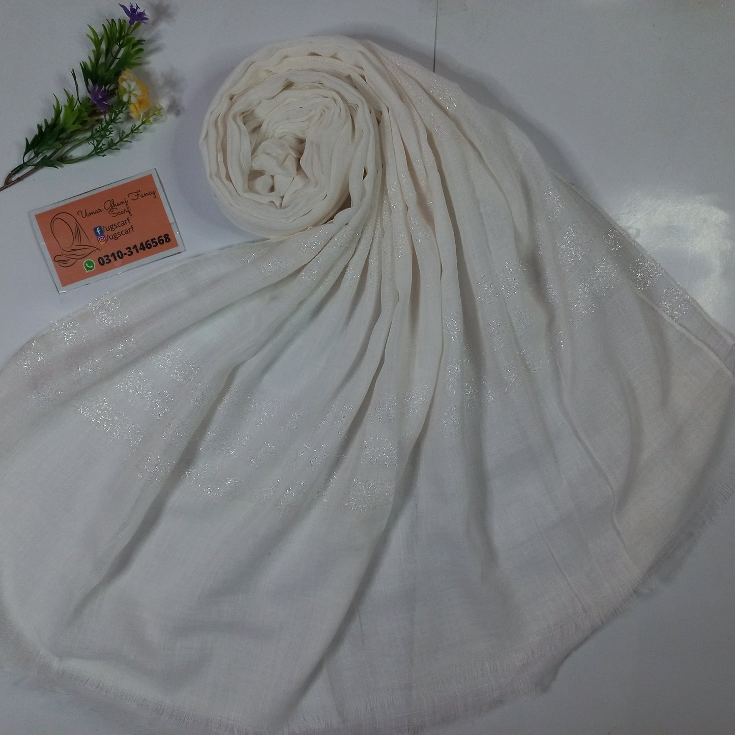 Cashmere Slub Lawn Zari Hijab Scarf