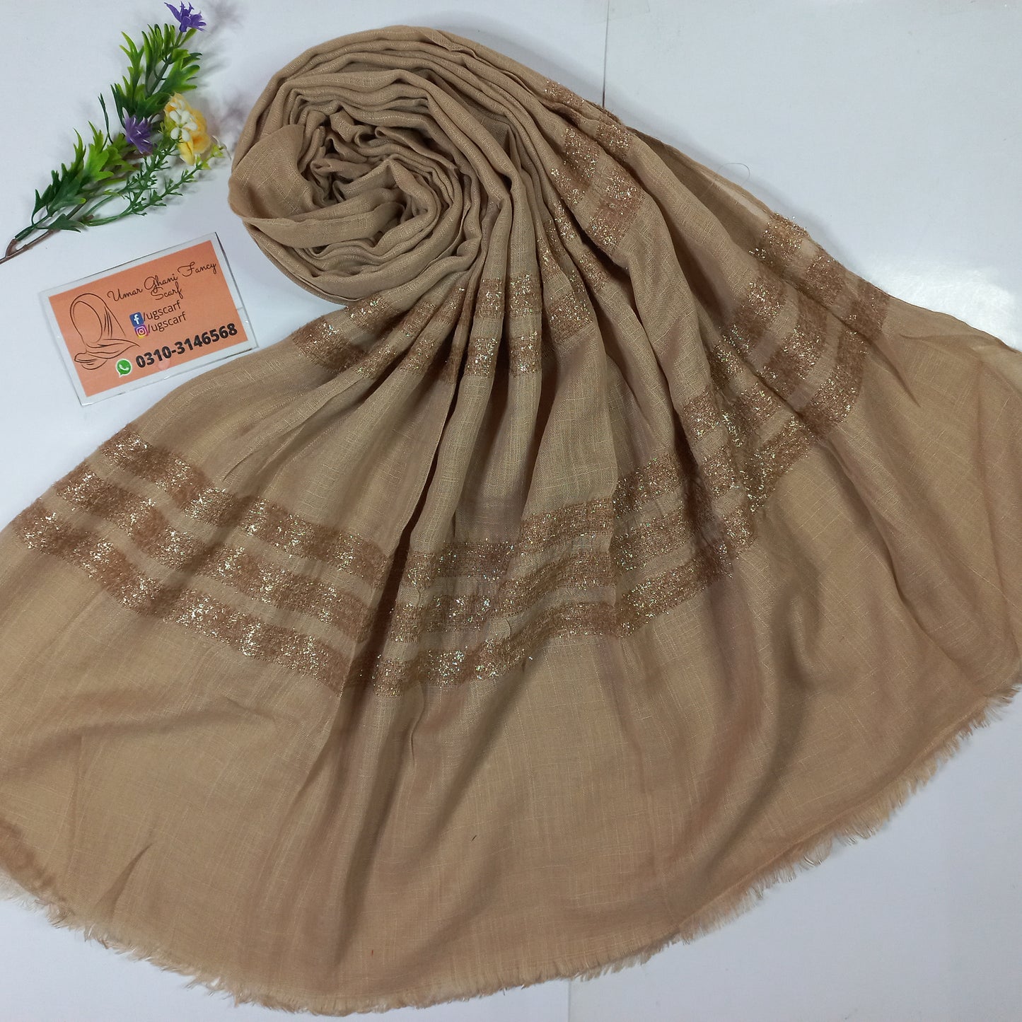 Cashmere Slub Lawn Zari Hijab Scarf