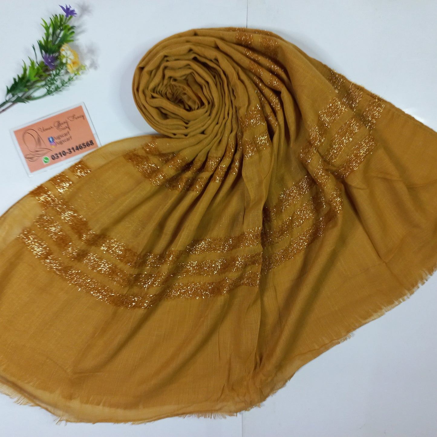 Cashmere Slub Lawn Zari Hijab Scarf
