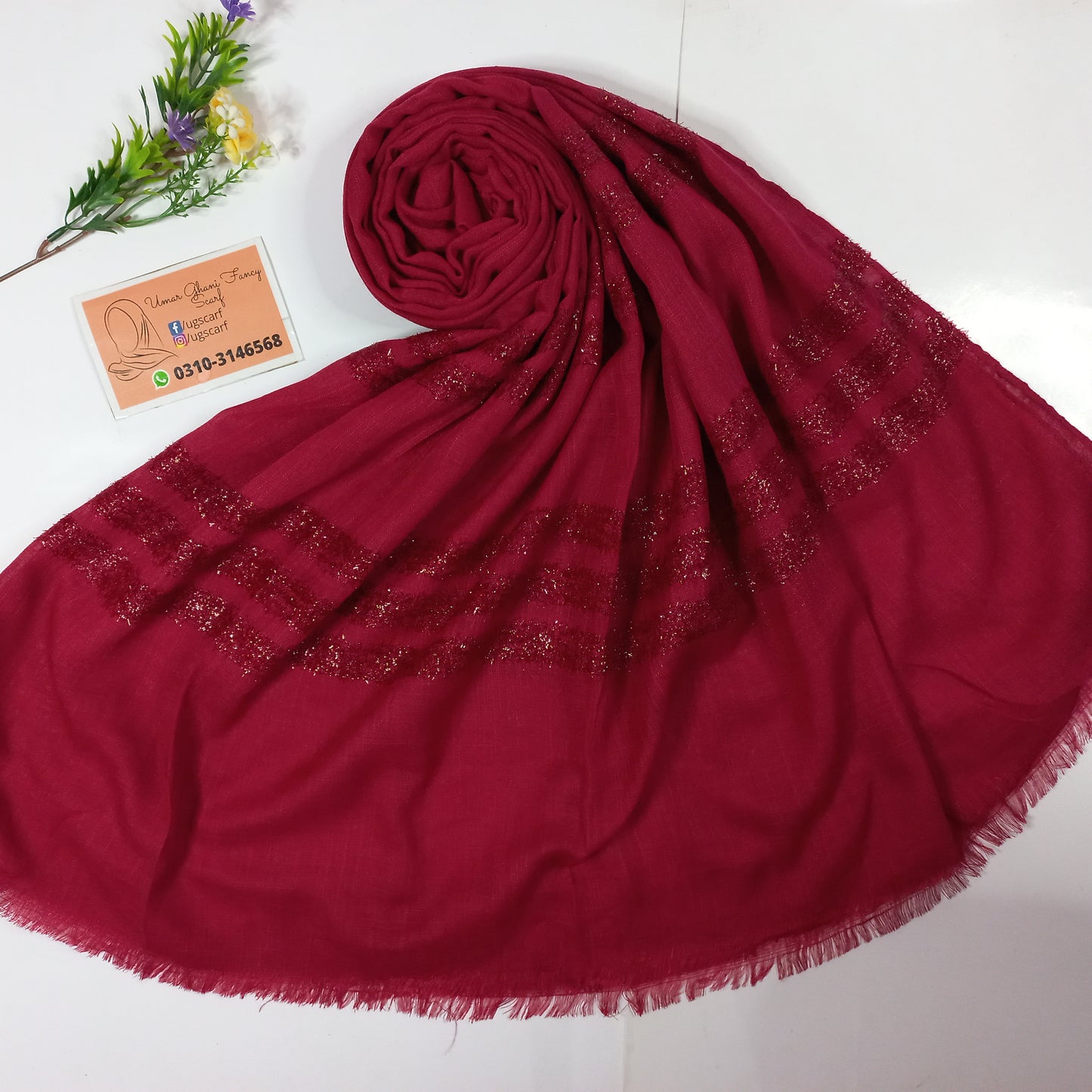 Cashmere Slub Lawn Zari Hijab Scarf