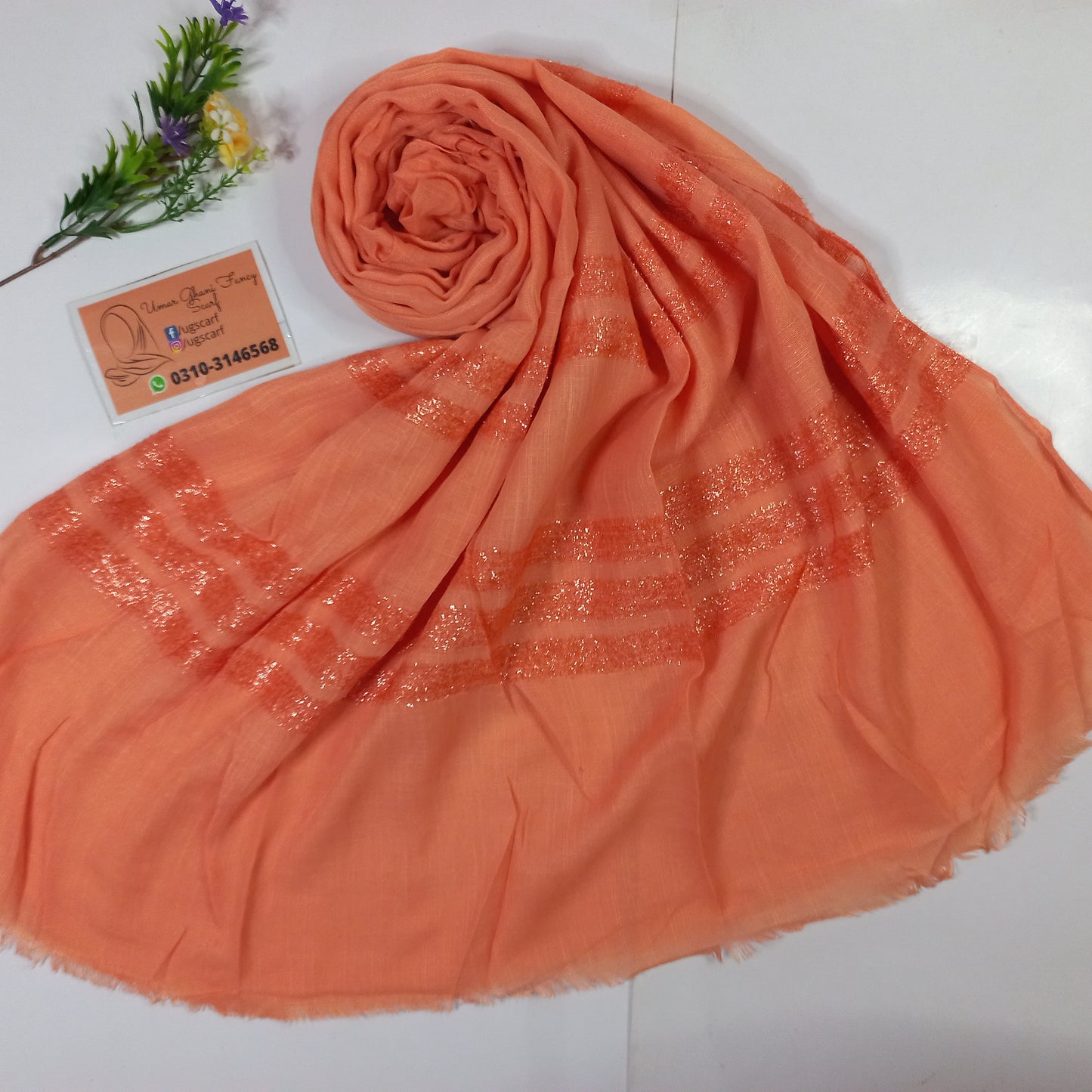 Cashmere Slub Lawn Zari Hijab Scarf