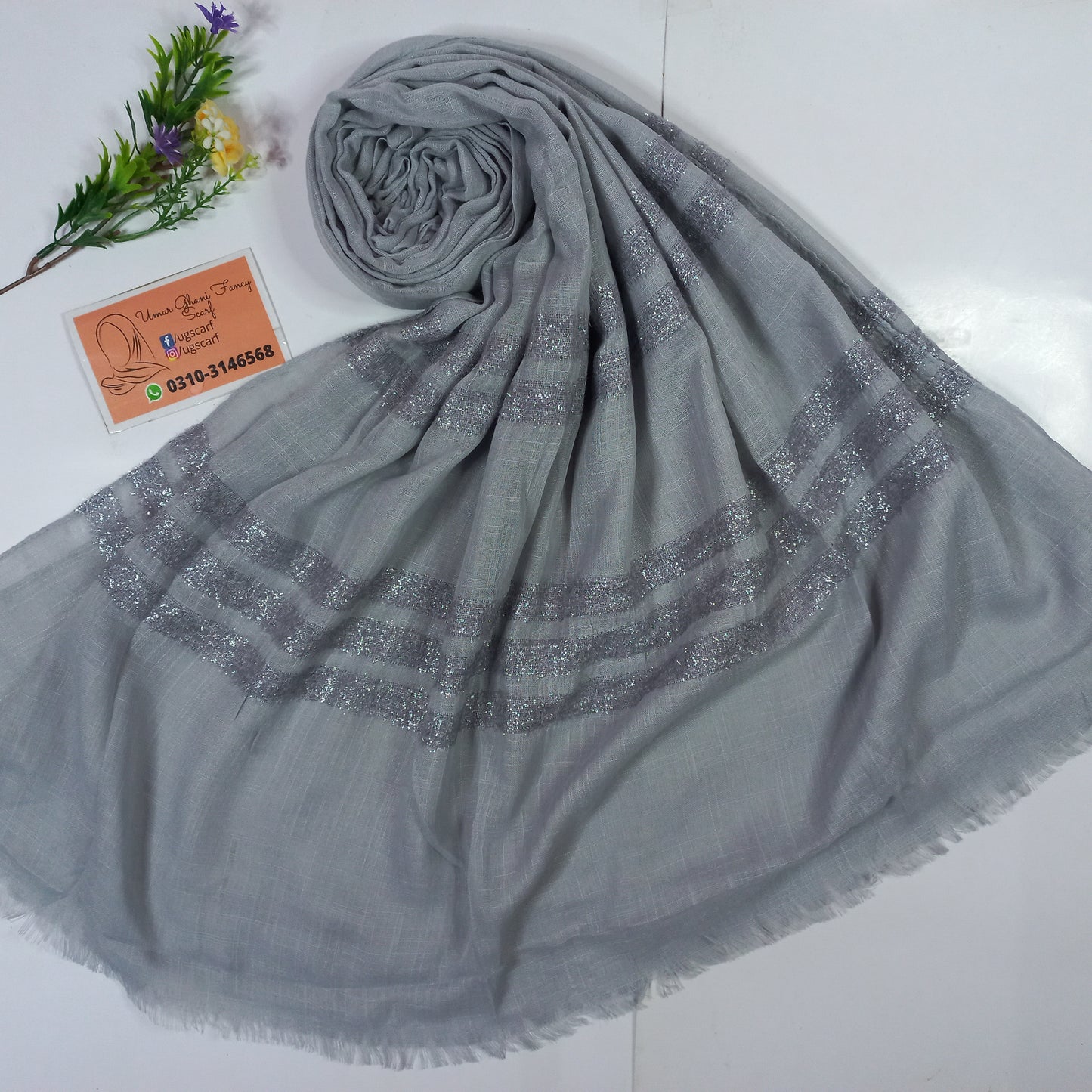 Cashmere Slub Lawn Zari Hijab Scarf