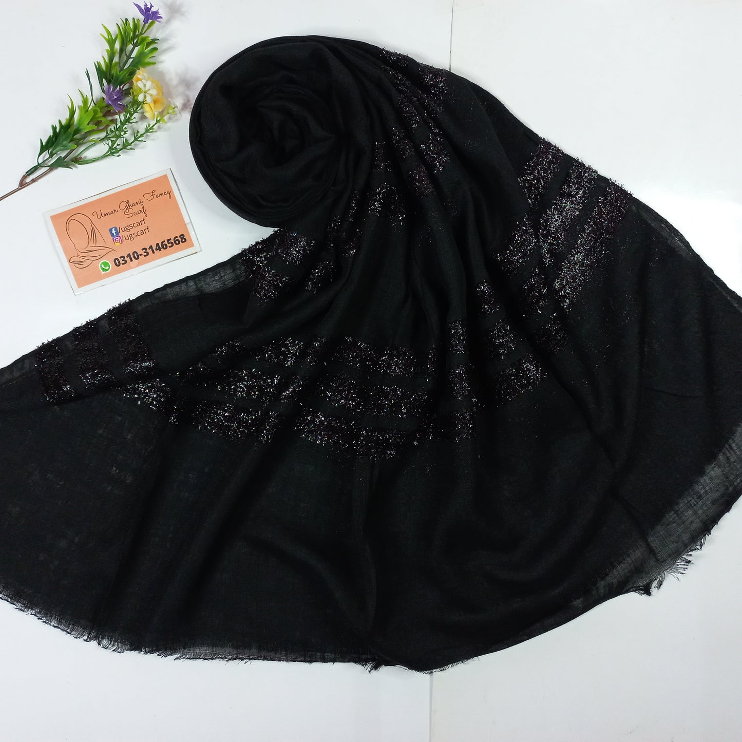 Cashmere Slub Lawn Zari Hijab Scarf