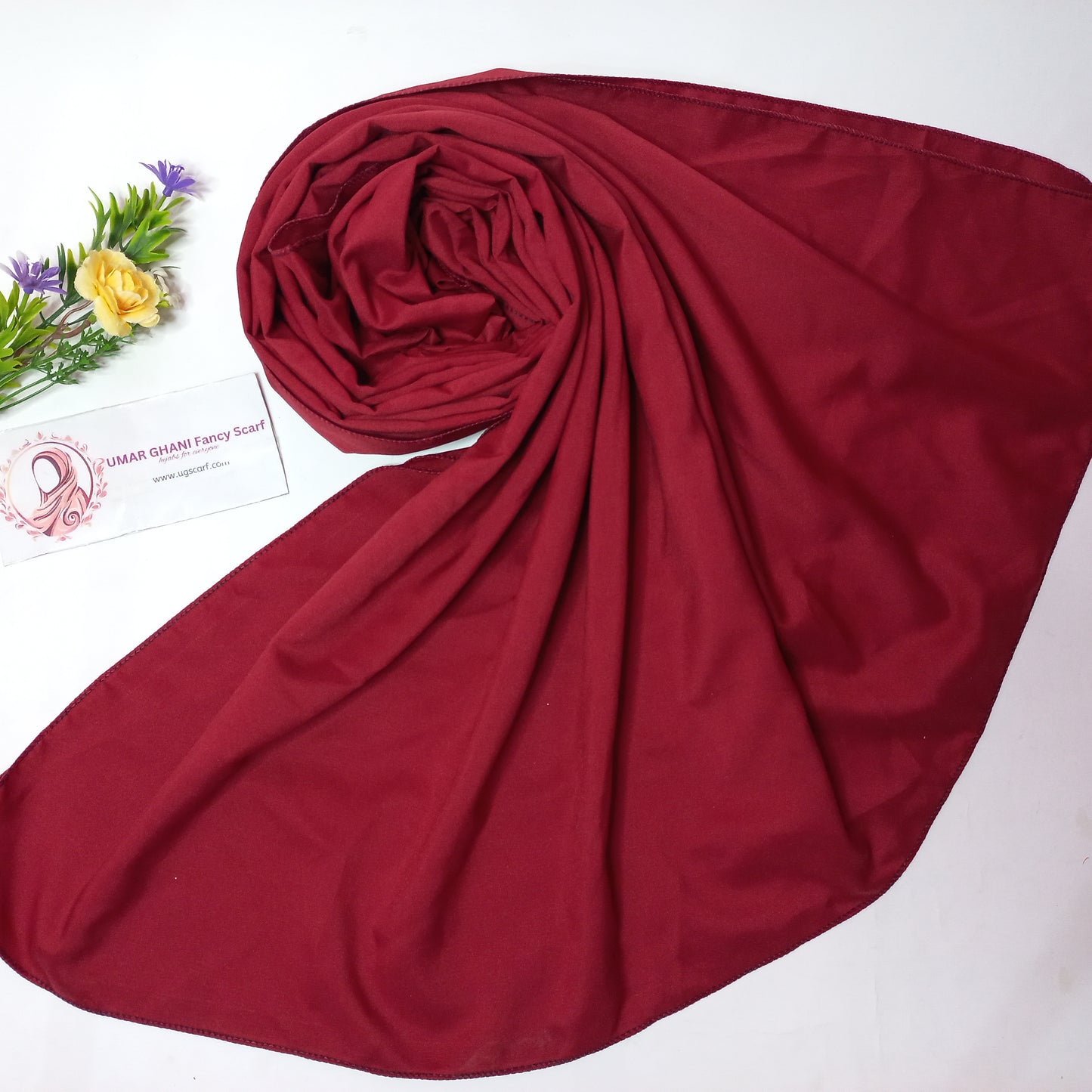 Plain Crinkle Silk/Satin Silk Maroon Hijab Scarf