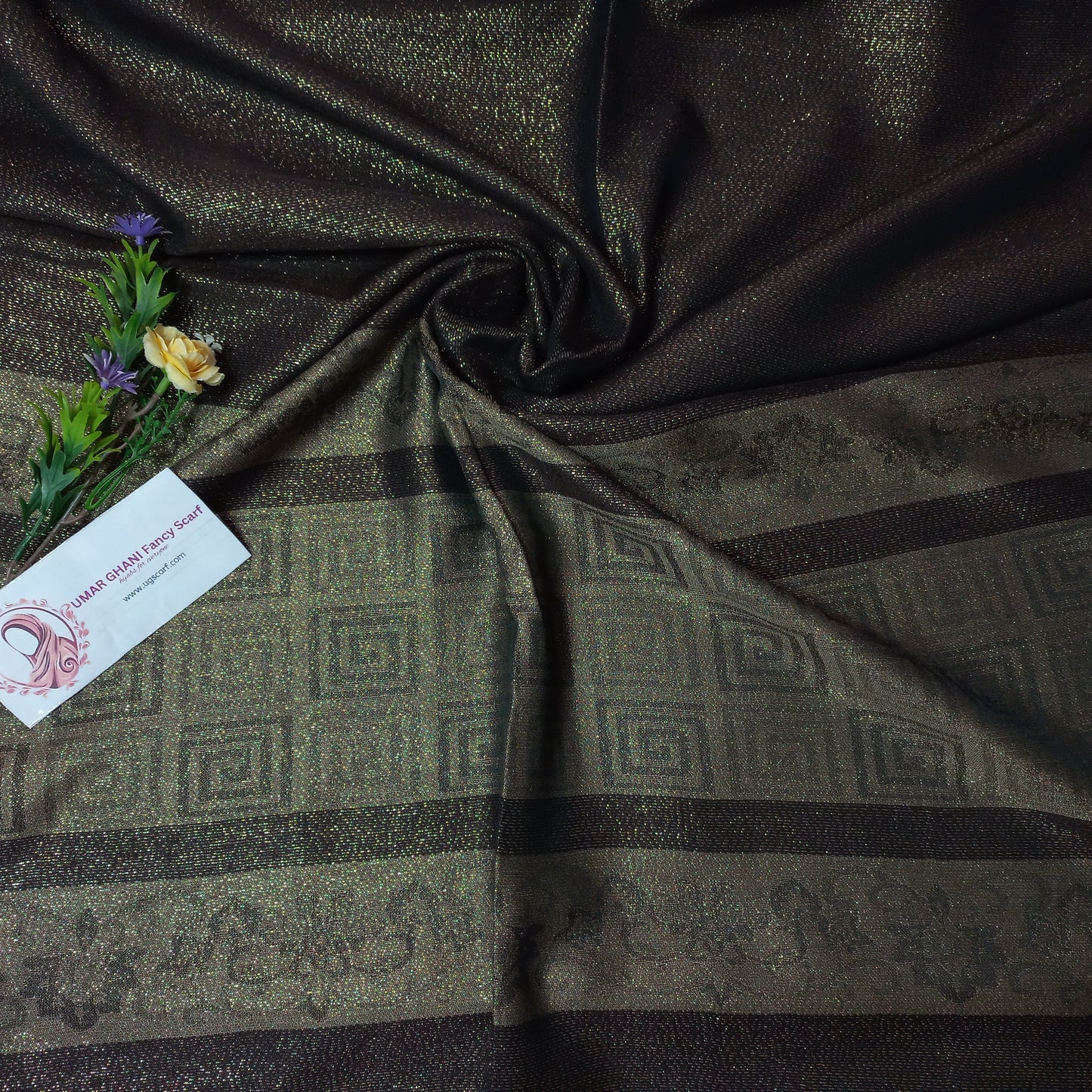 Imported Party Wear Shimmer Fancy Border Hijab Scarf