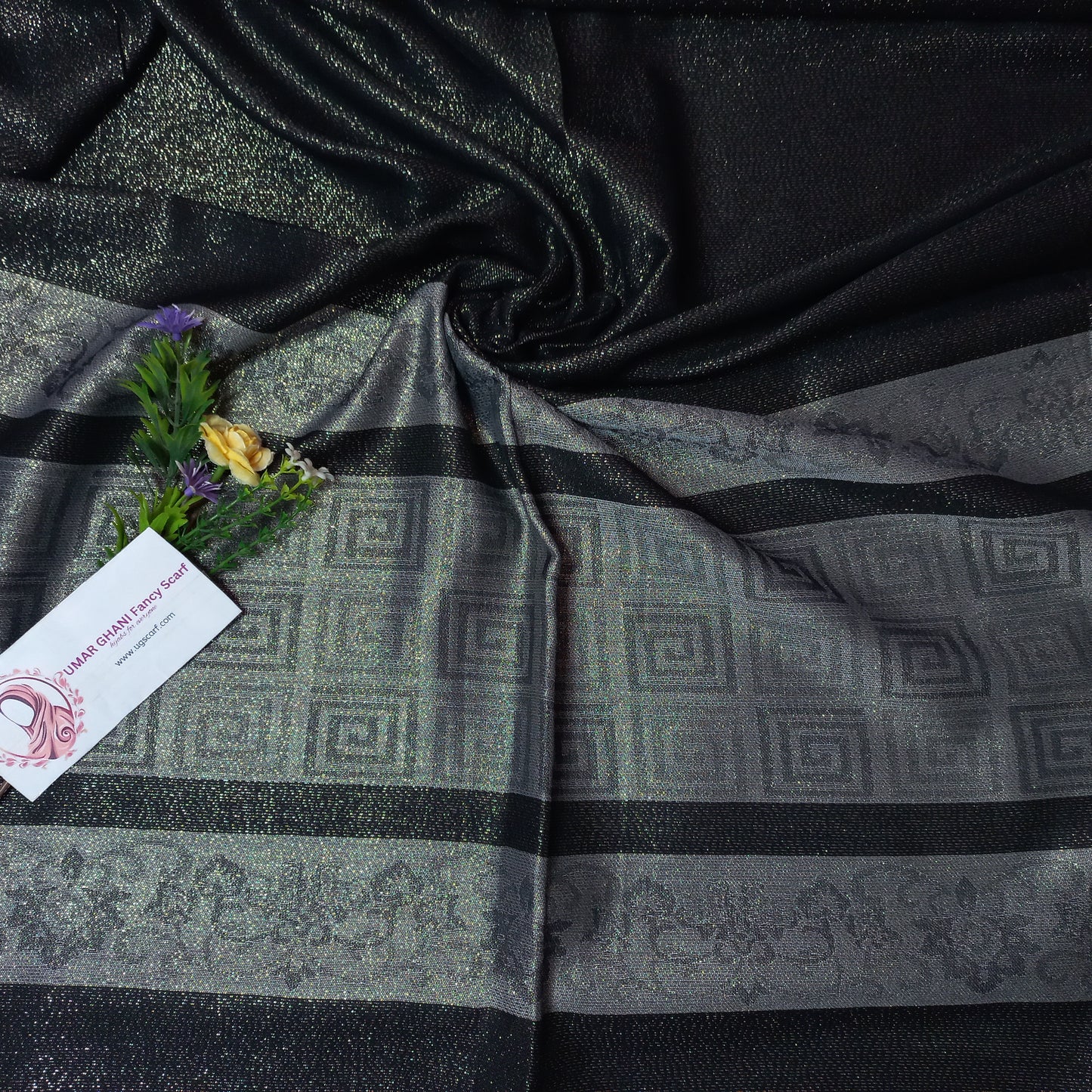 Imported Party Wear Shimmer Fancy Border Hijab Scarf