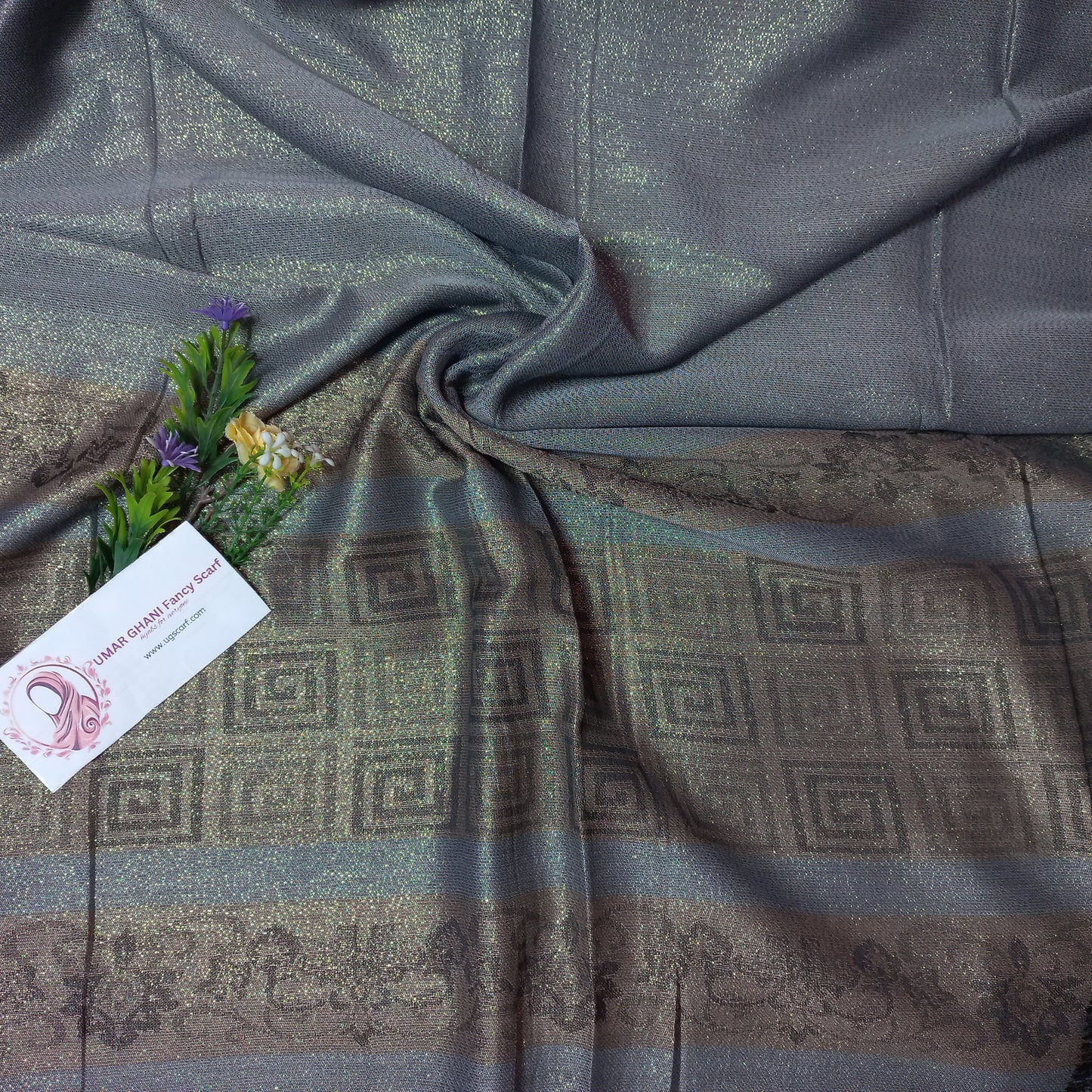 Imported Party Wear Shimmer Fancy Border Hijab Scarf