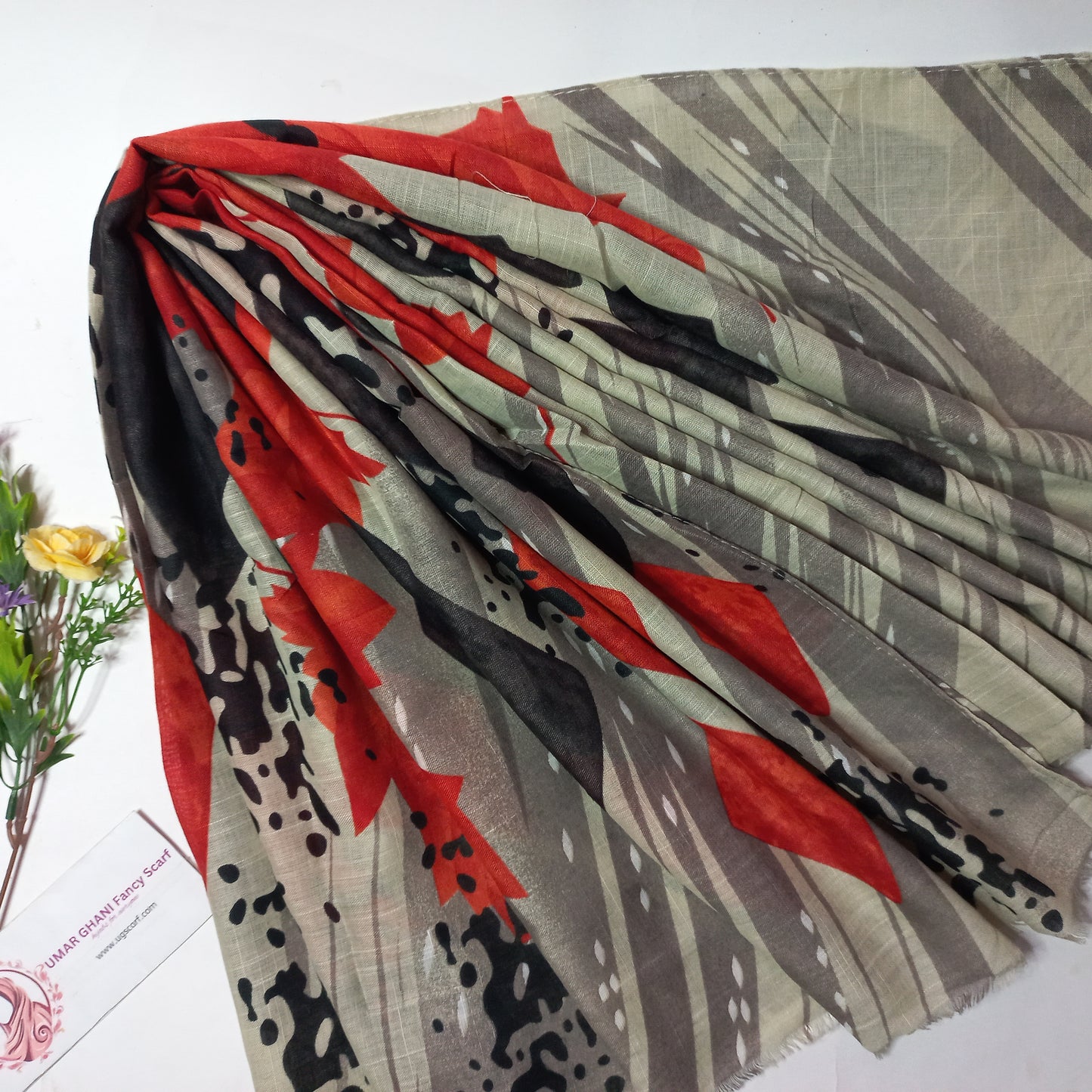 Imported Cashmere Slub Lawn Print Hijab Scarf