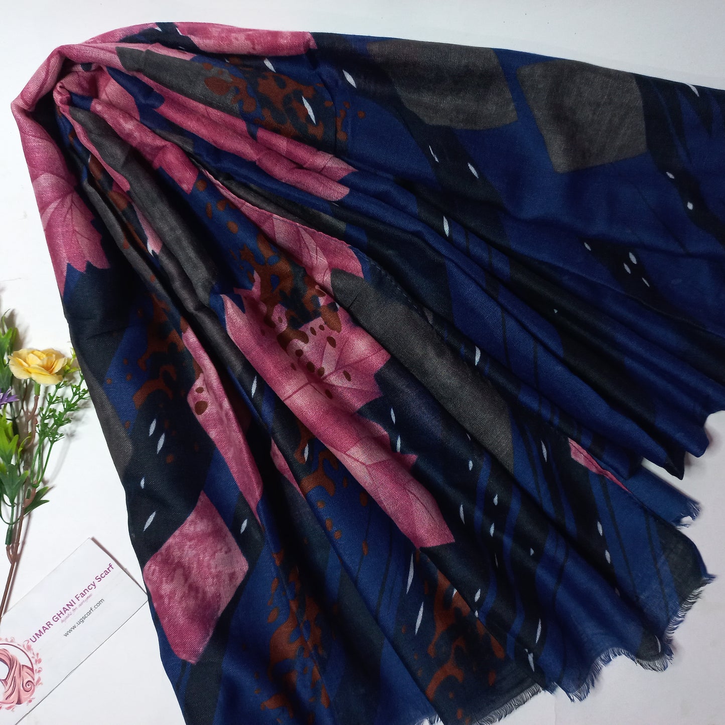 Imported Cashmere Slub Lawn Print Hijab Scarf