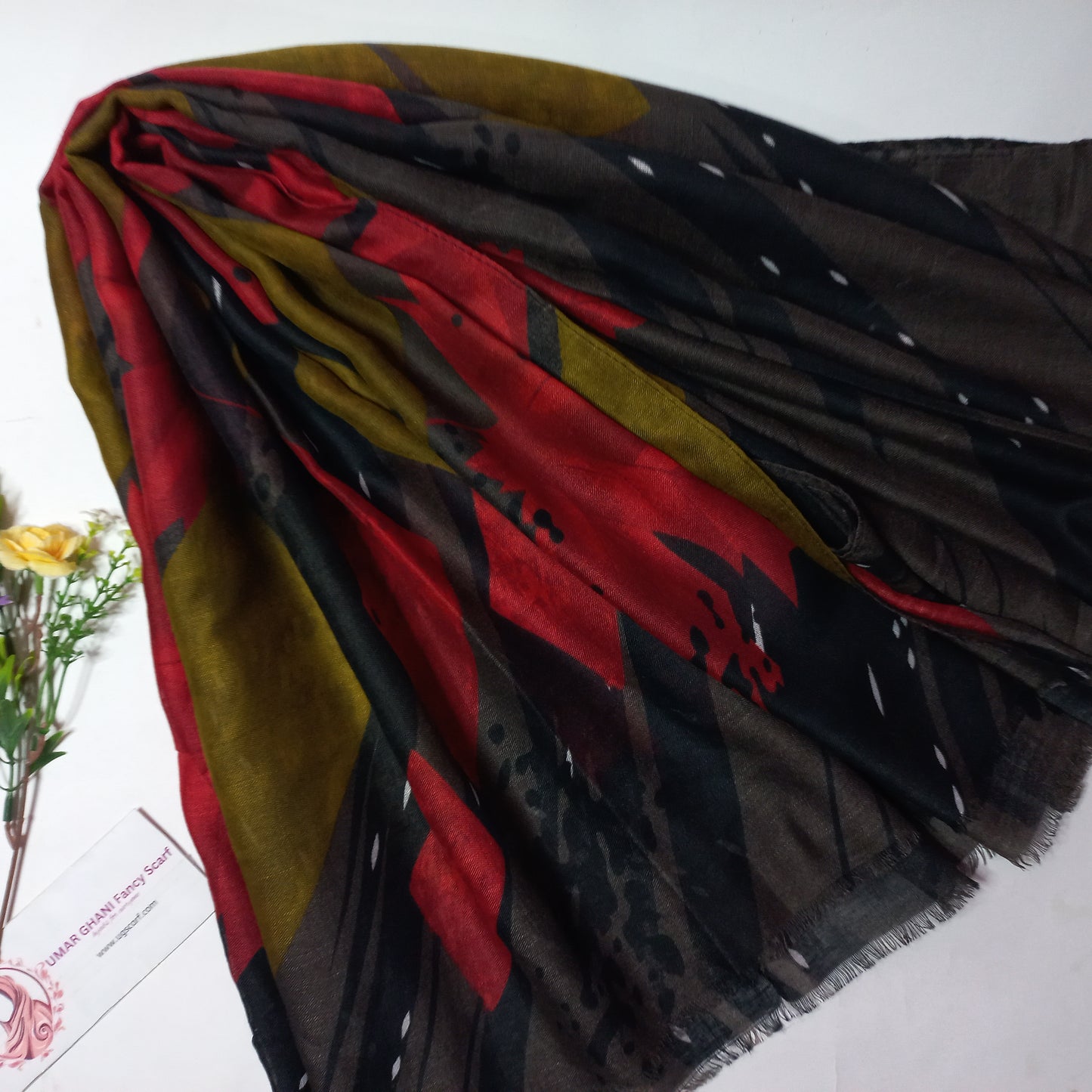 Imported Cashmere Slub Lawn Print Hijab Scarf