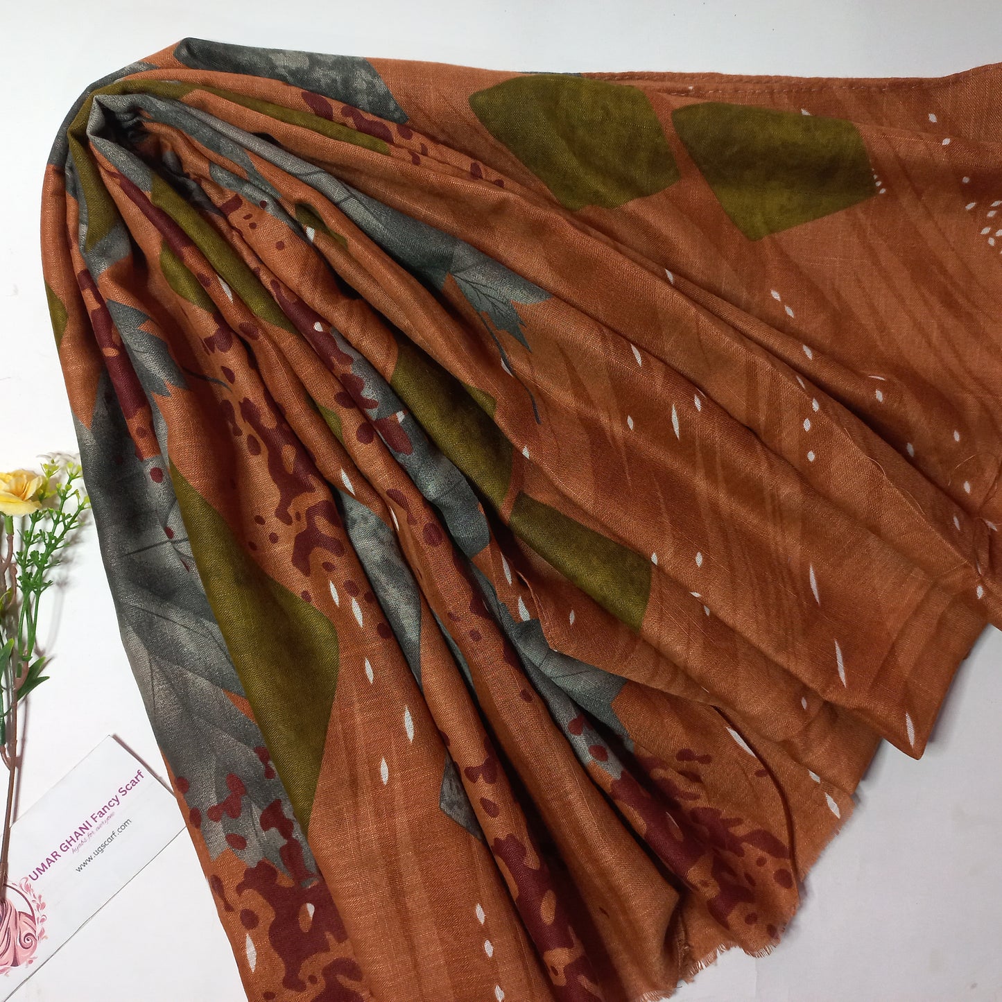 Imported Cashmere Slub Lawn Print Hijab Scarf
