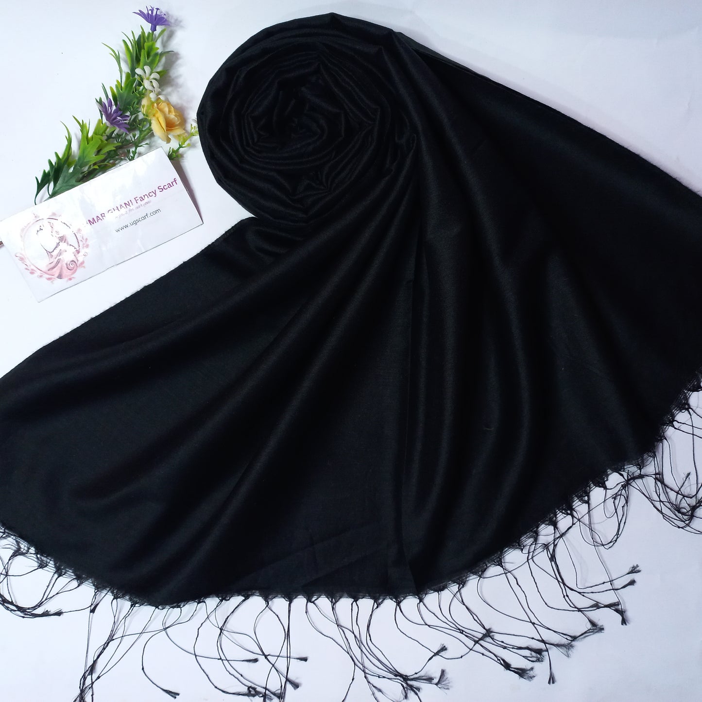 Imported Plain Tussles Lawn Silk Hijab Scarf