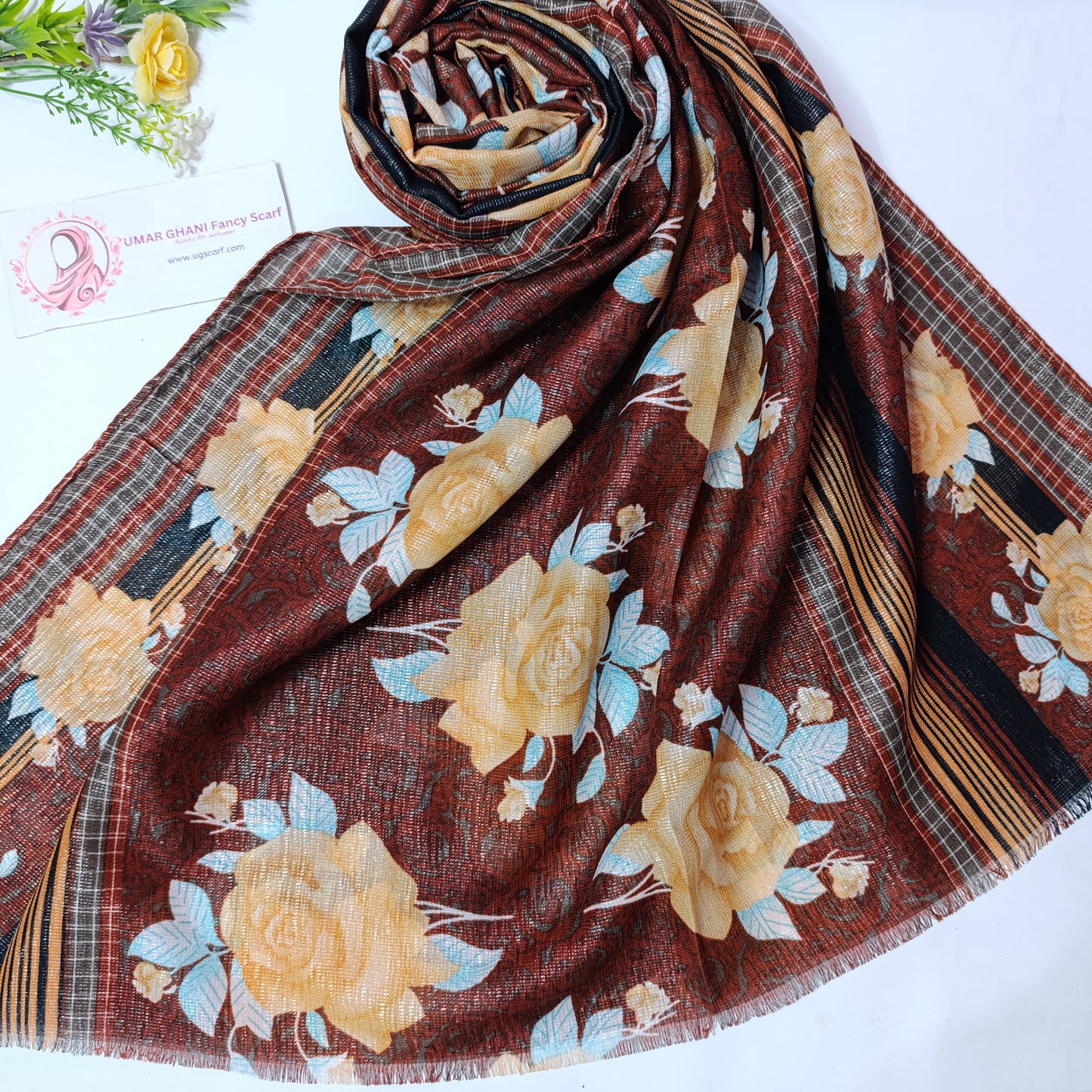 Imported Party Wear Lawn Tilla Digital Print Hijab Scarf