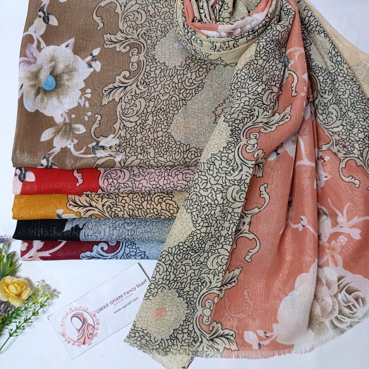 Imported Party Wear Lawn Tilla Digital Print Hijab Scarf