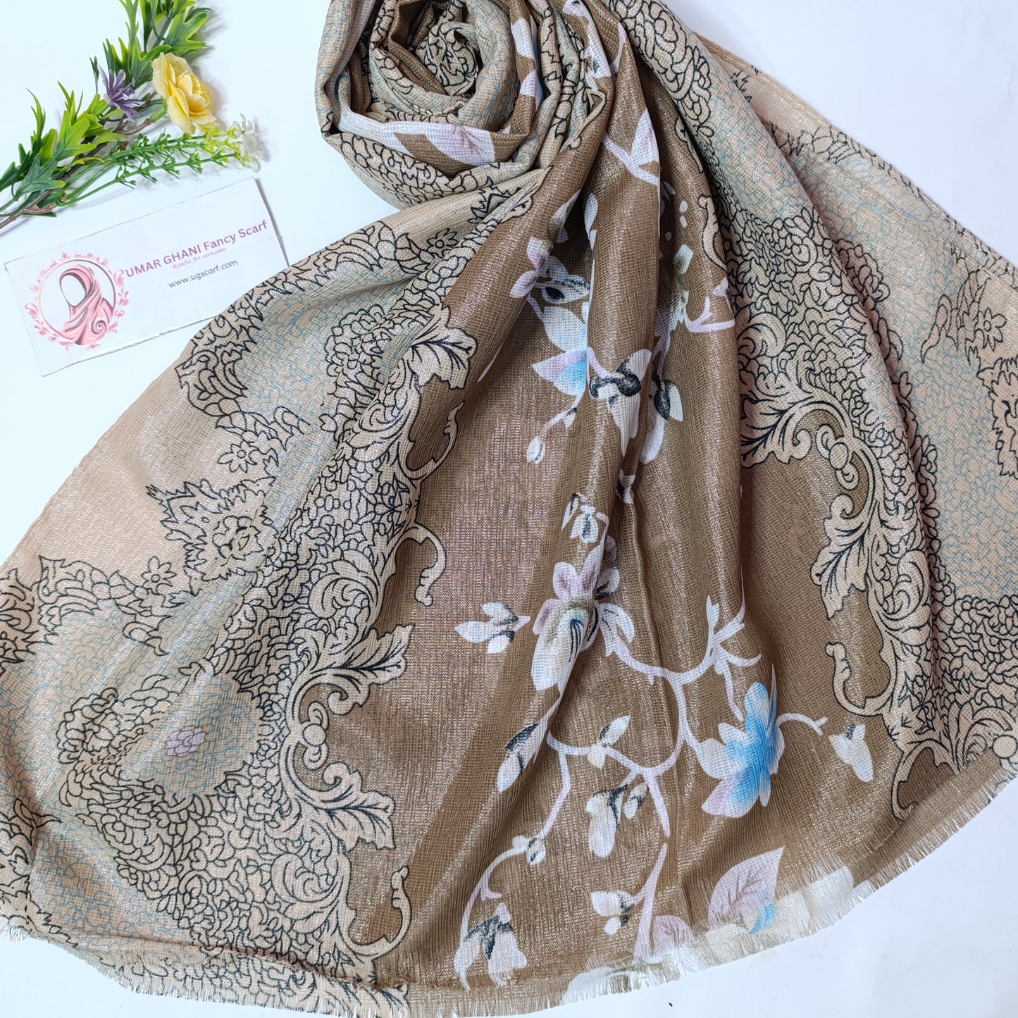 Imported Party Wear Lawn Tilla Digital Print Hijab Scarf