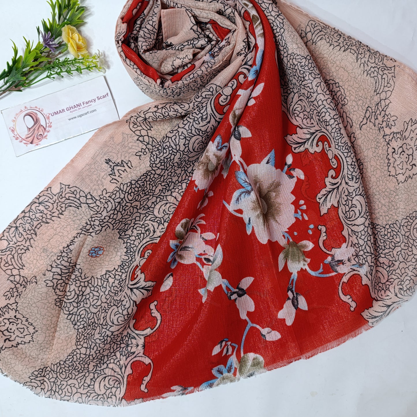 Imported Party Wear Lawn Tilla Digital Print Hijab Scarf