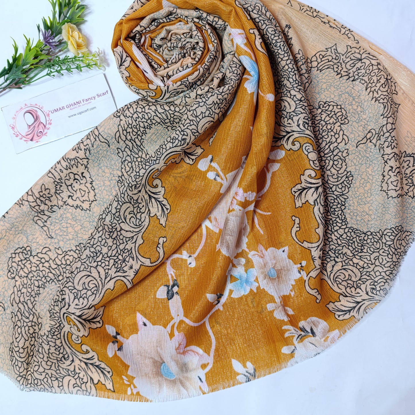 Imported Party Wear Lawn Tilla Digital Print Hijab Scarf