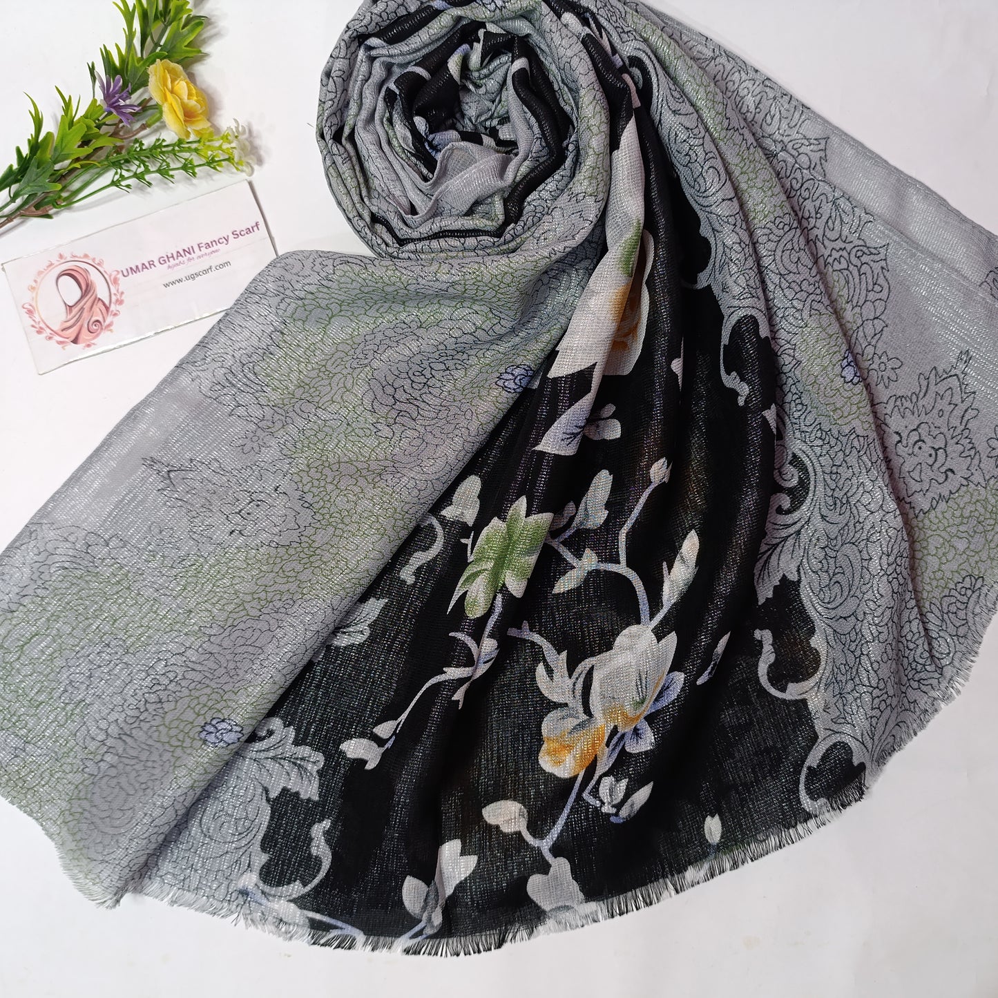 Imported Party Wear Lawn Tilla Digital Print Hijab Scarf