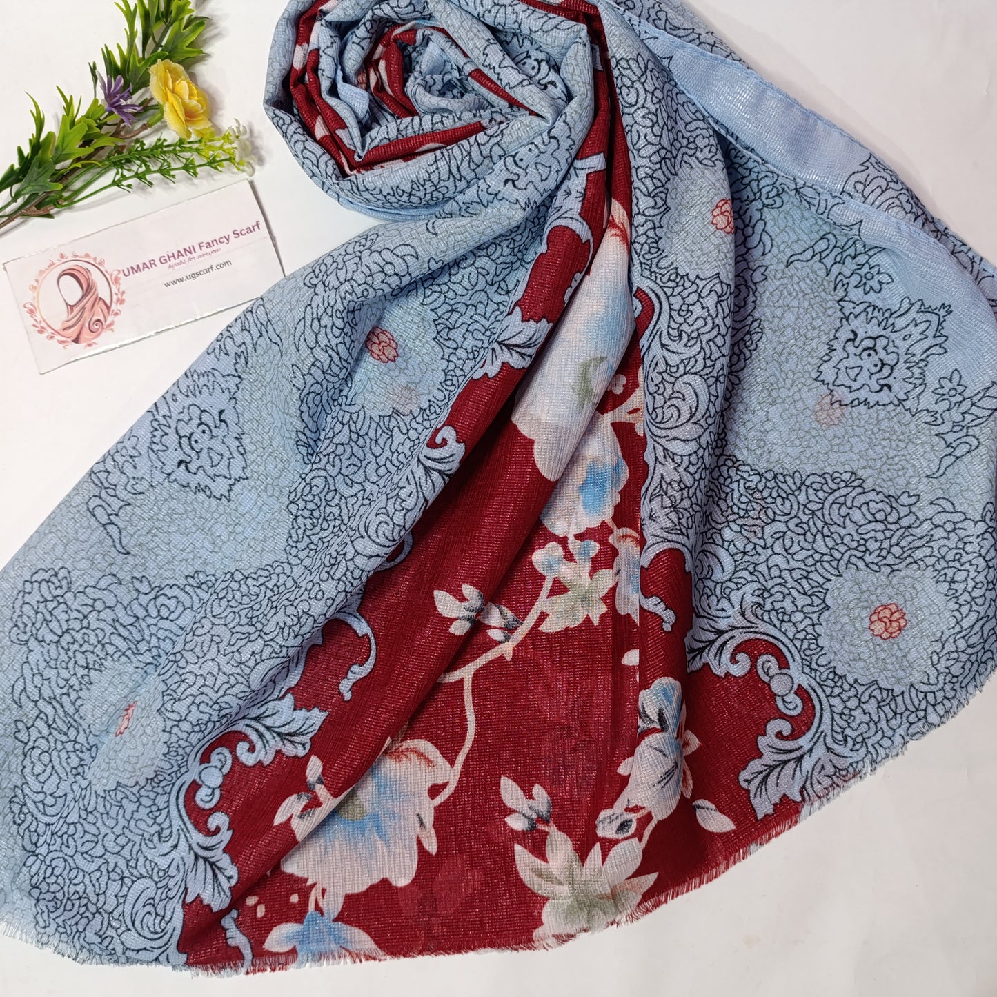 Imported Party Wear Lawn Tilla Digital Print Hijab Scarf