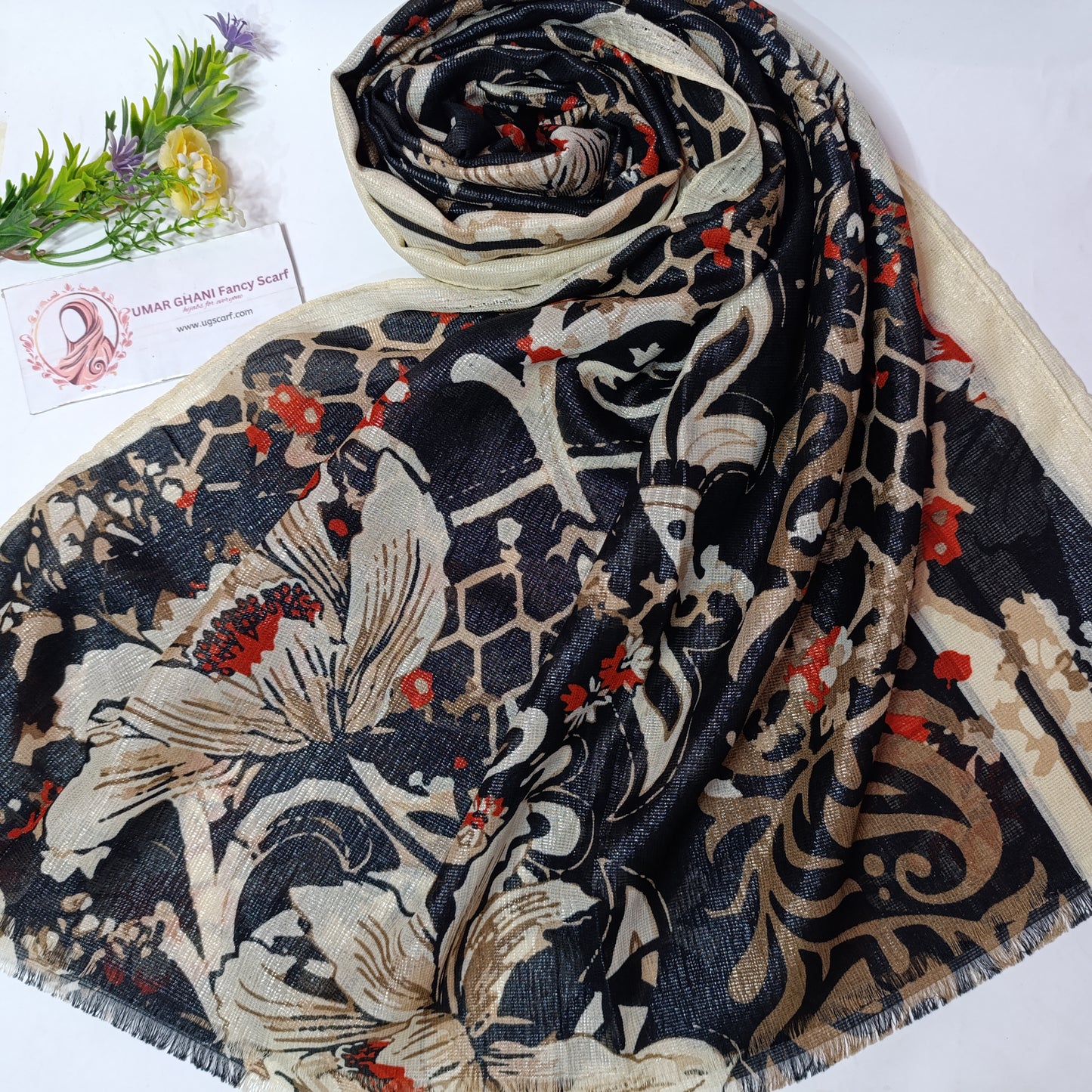 Imported Party Wear Lawn Tilla Digital Print Hijab Scarf