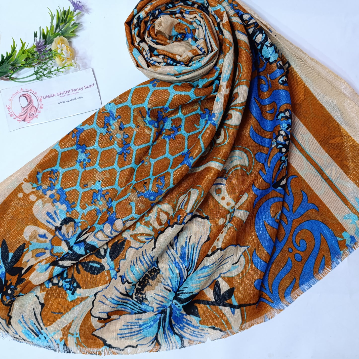 Imported Party Wear Lawn Tilla Digital Print Hijab Scarf