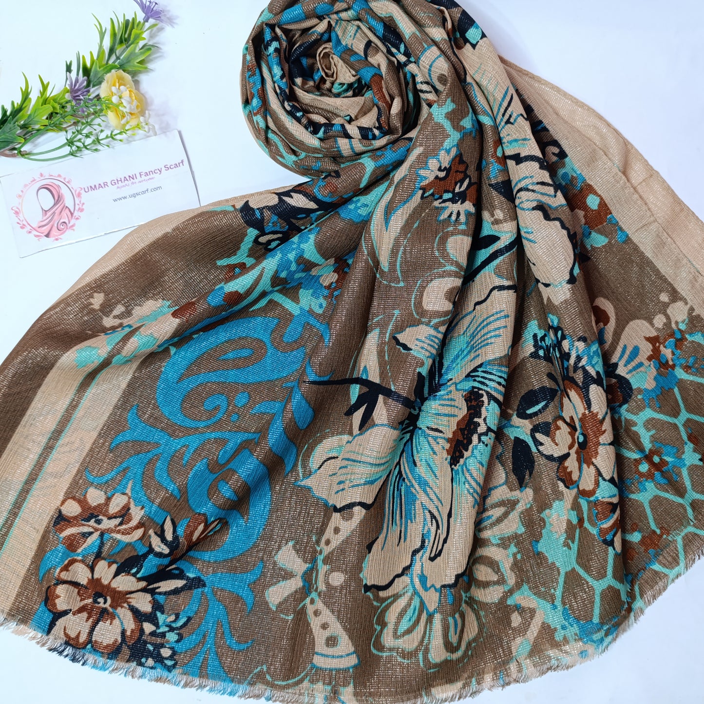 Imported Party Wear Lawn Tilla Digital Print Hijab Scarf
