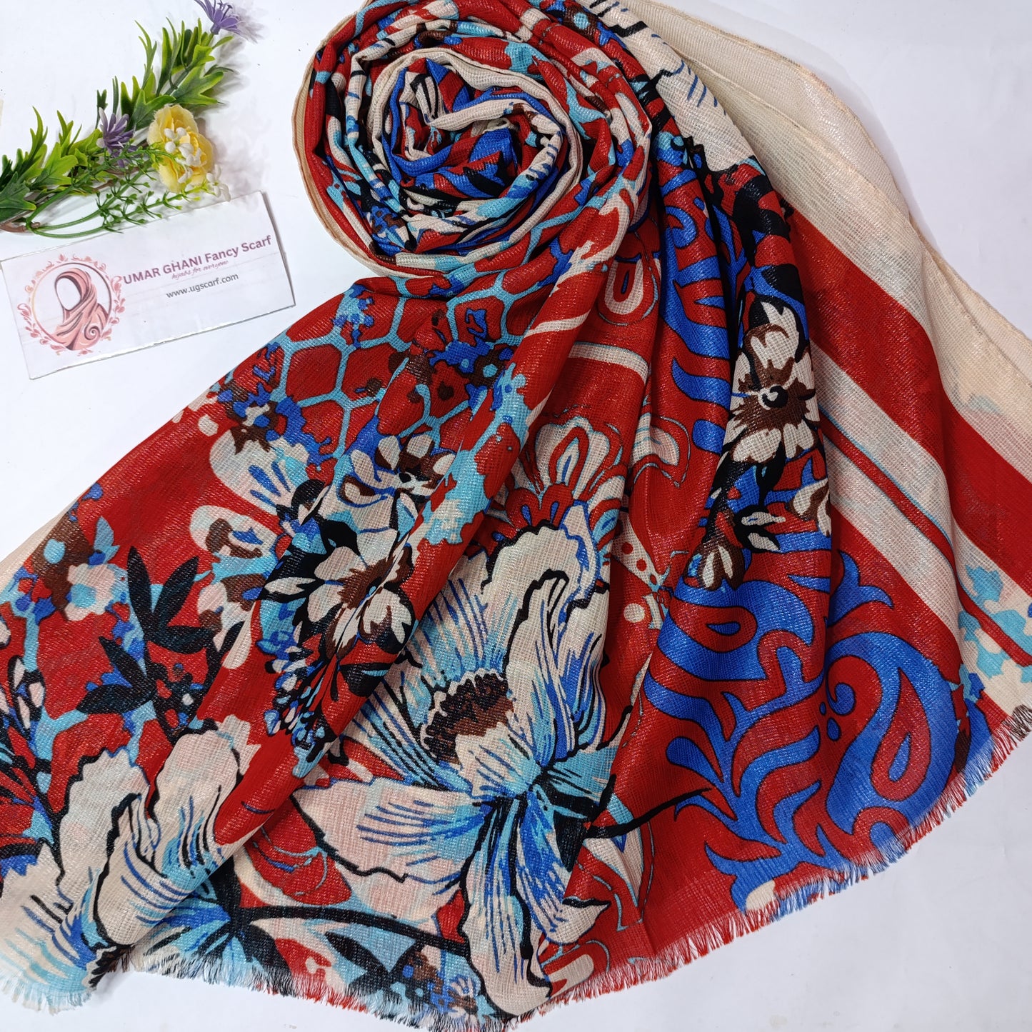 Imported Party Wear Lawn Tilla Digital Print Hijab Scarf