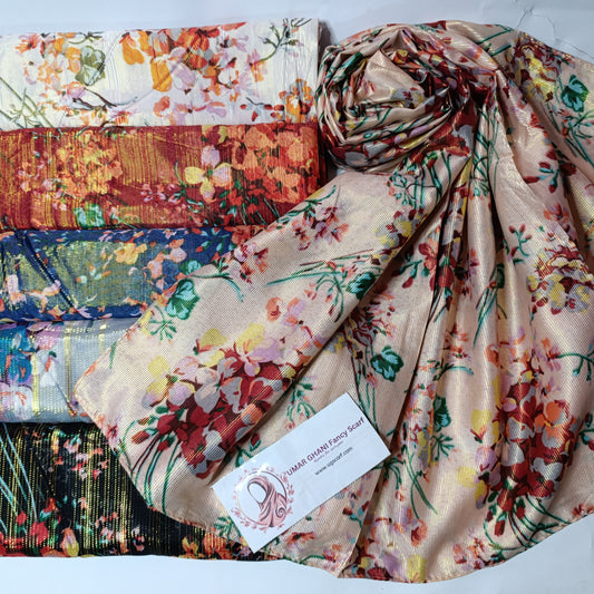 Imported Printed Zari Lawn Hijab Scarf