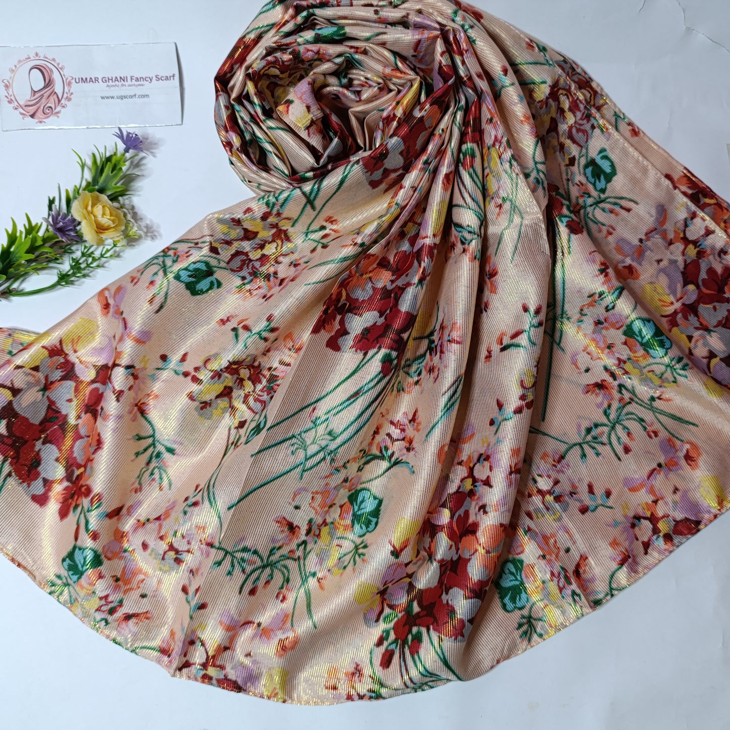 Imported Printed Zari Lawn Hijab Scarf