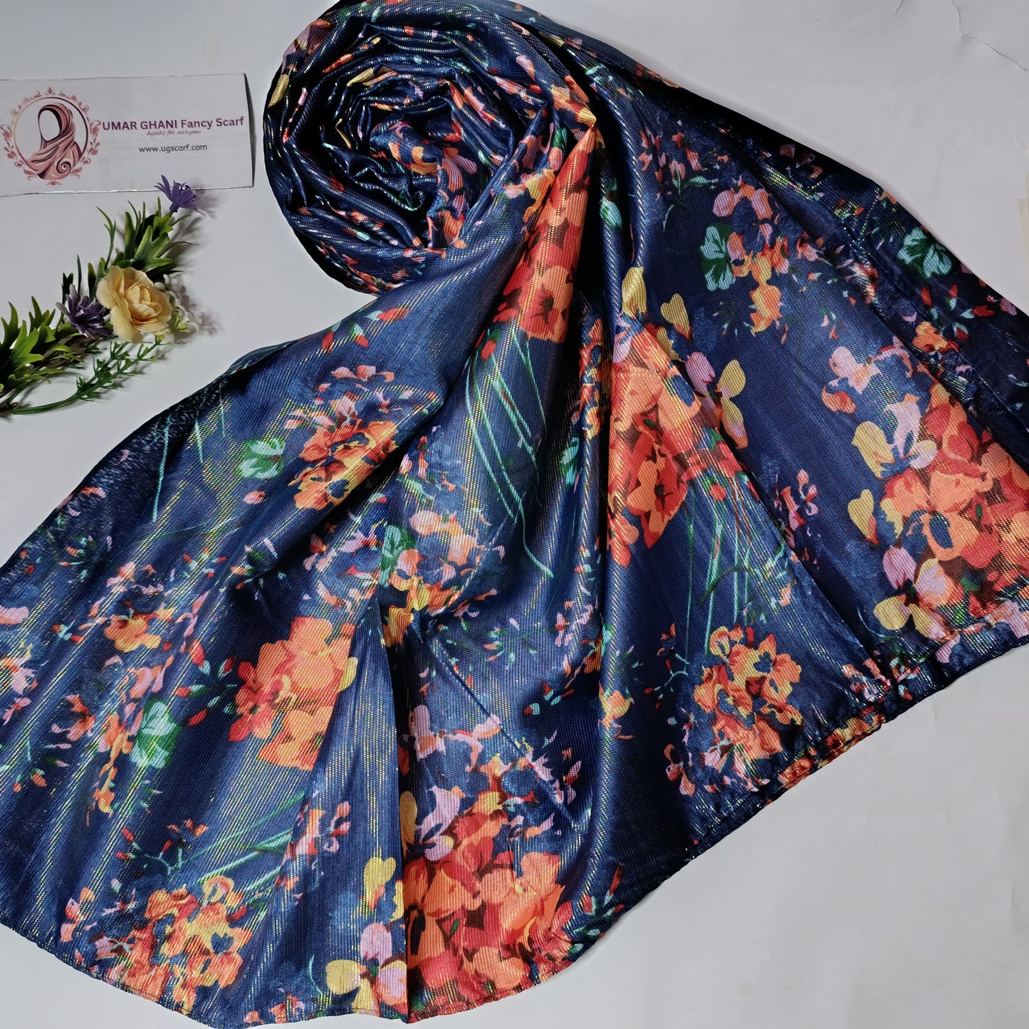 Imported Printed Zari Lawn Hijab Scarf