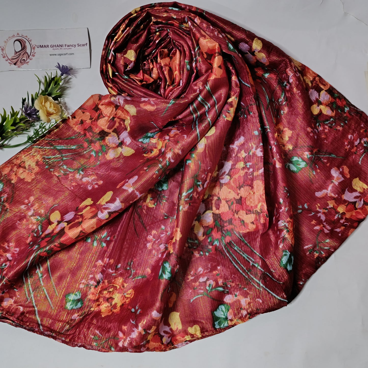 Imported Printed Zari Lawn Hijab Scarf