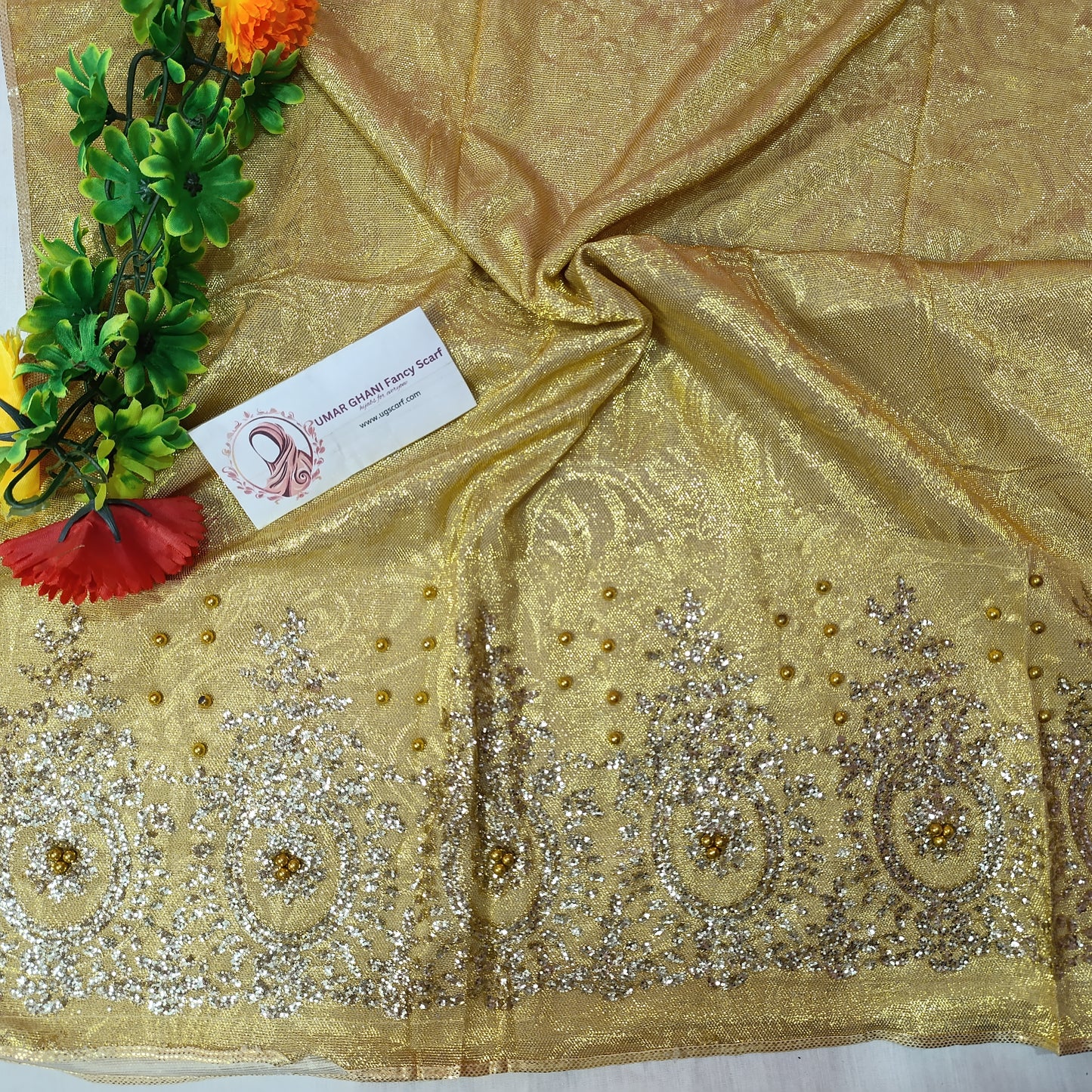 Imported Party Wear Moonlight Fancy Work Hijab Scarf