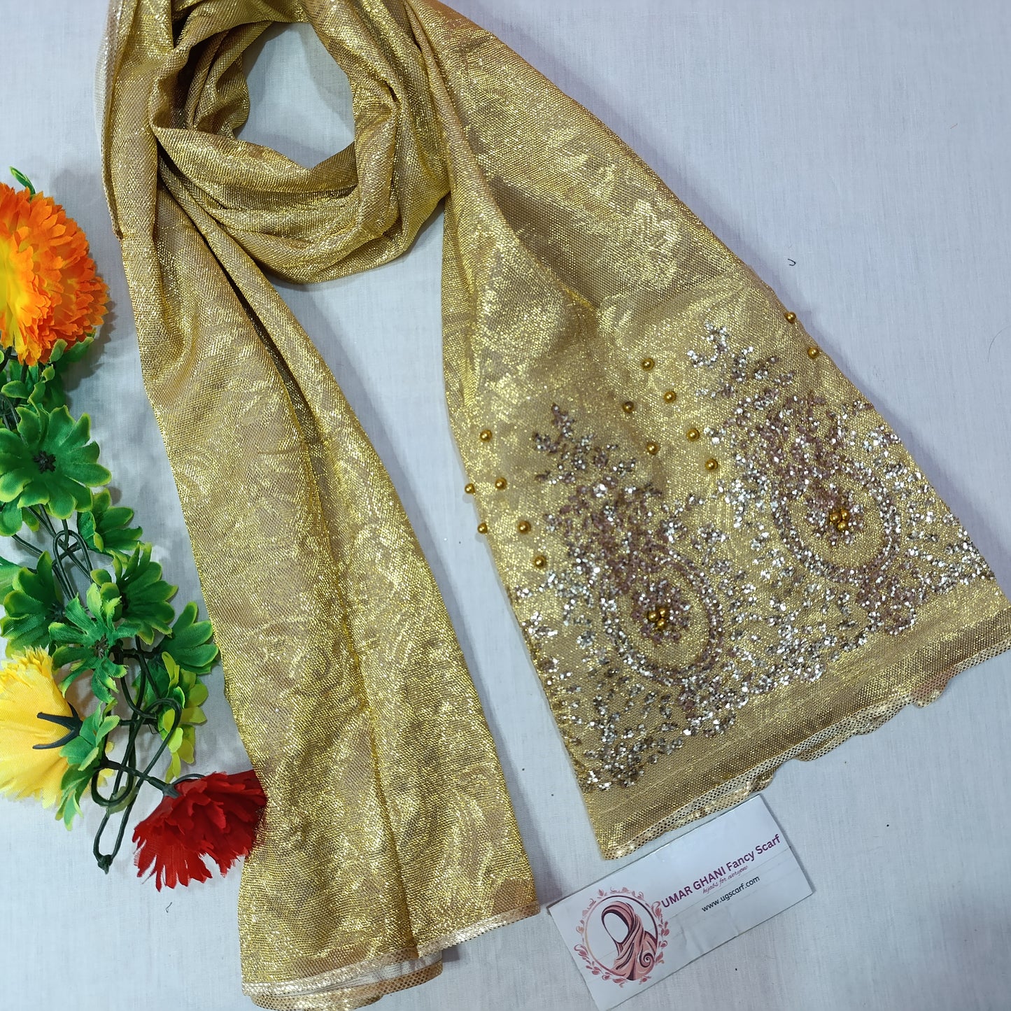 Imported Party Wear Moonlight Fancy Work Hijab Scarf