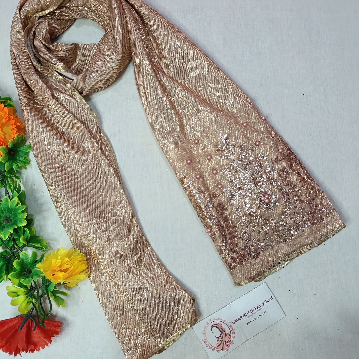 Imported Party Wear Moonlight Fancy Work Hijab Scarf