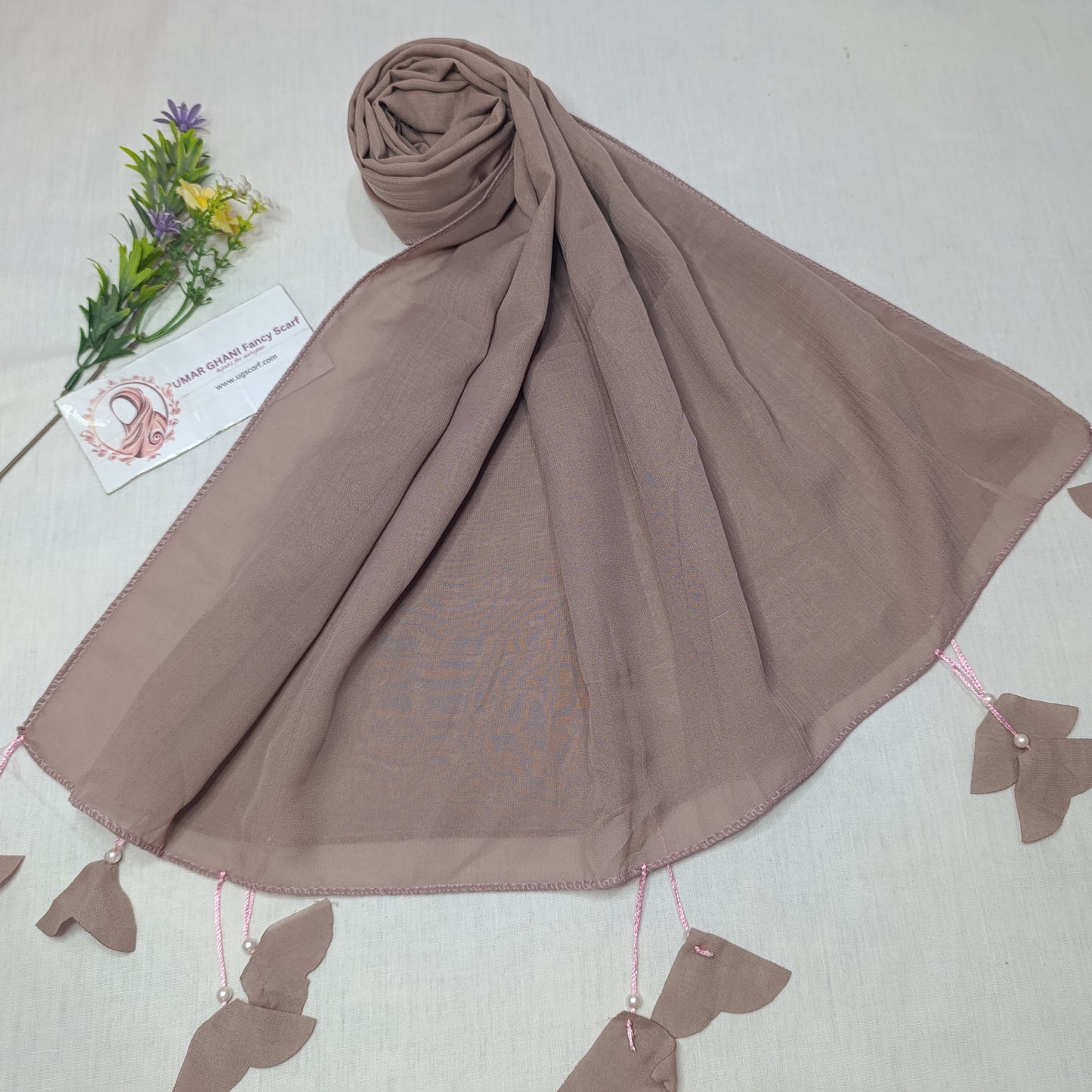 Plain Georgette Heart ❤️ Tussles Hijab Scarf