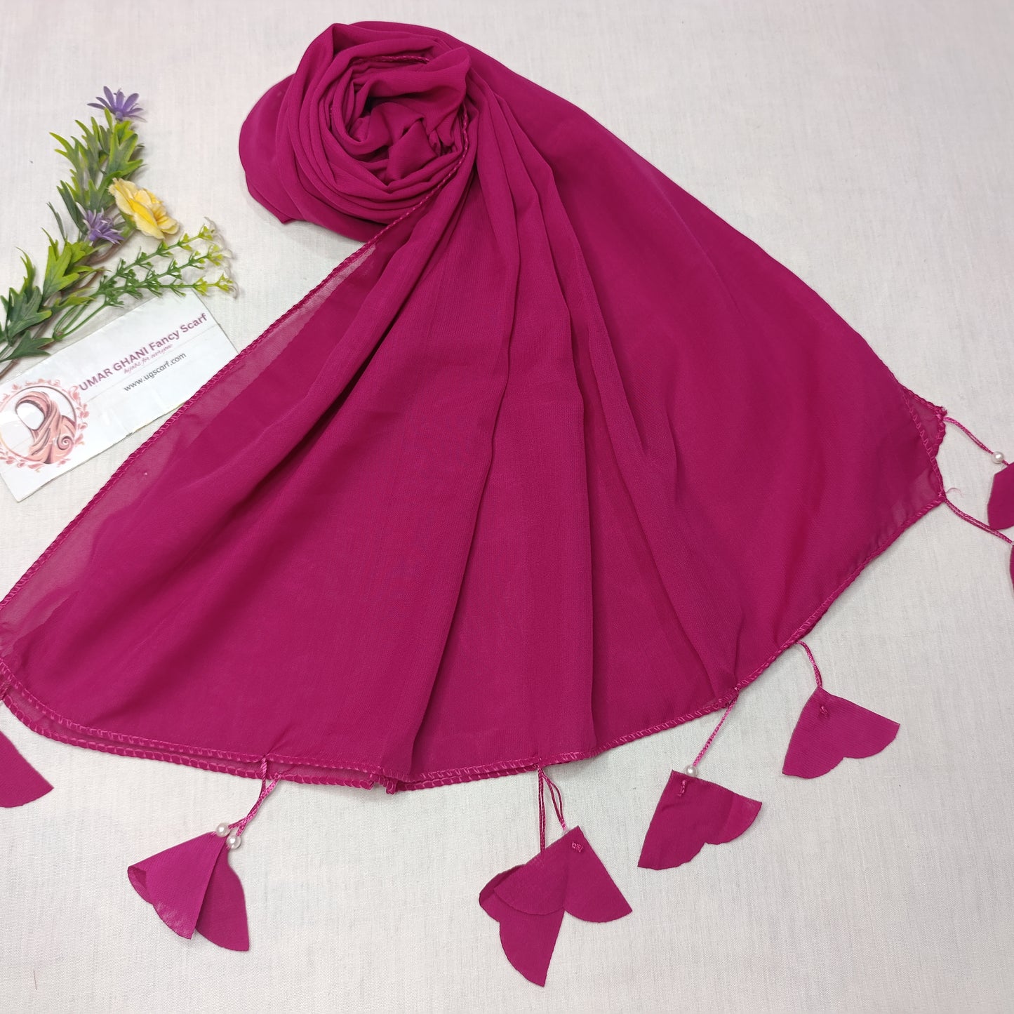 Plain Georgette Heart ❤️ Tussles Hijab Scarf