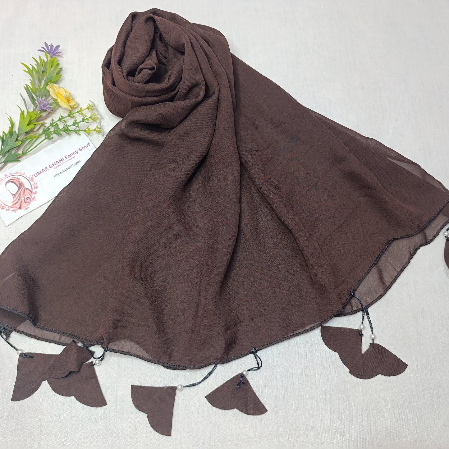 Plain Georgette Heart ❤️ Tussles Hijab Scarf