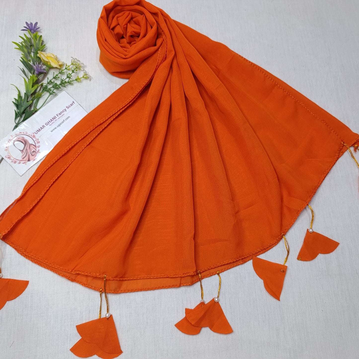 Plain Georgette Heart ❤️ Tussles Hijab Scarf