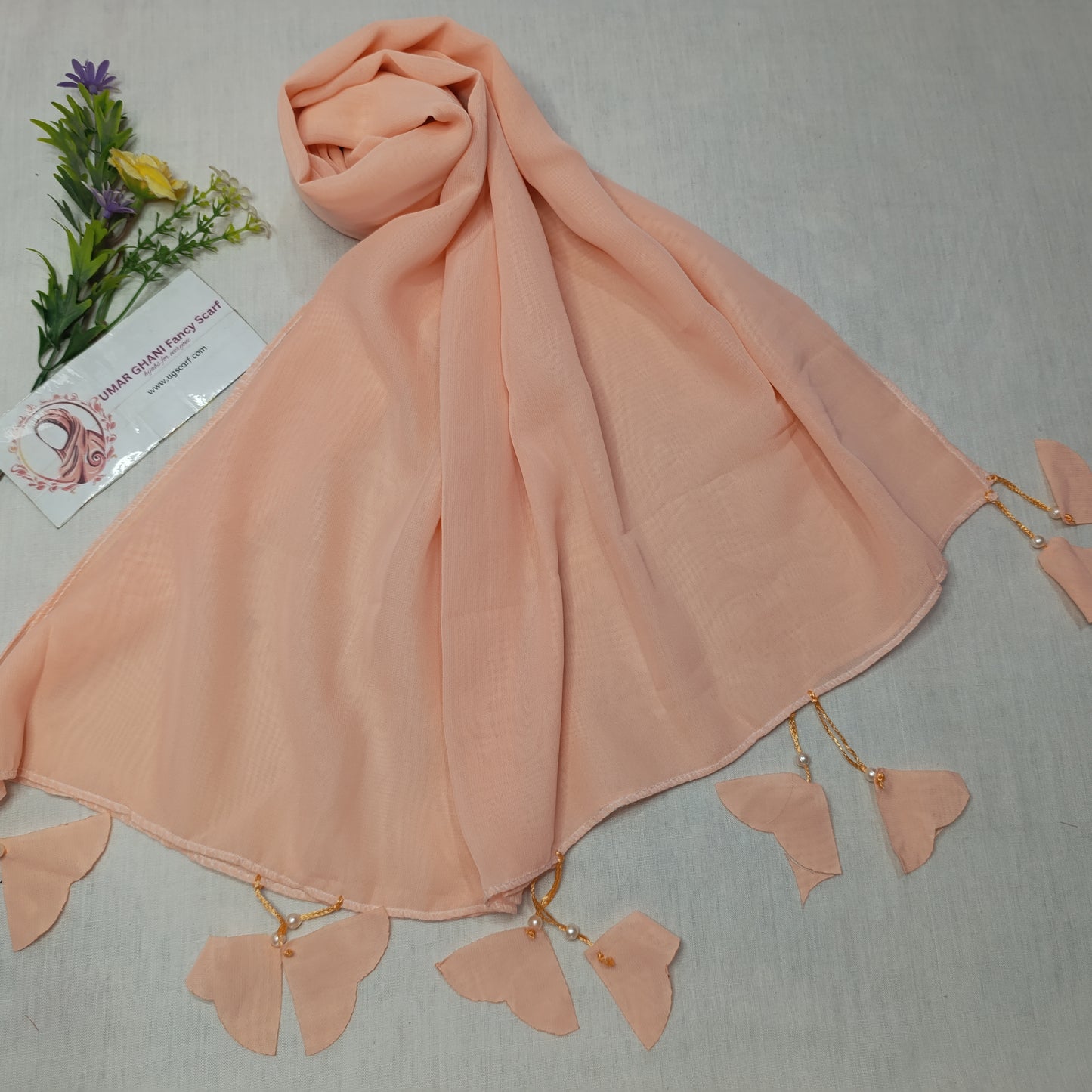 Plain Georgette Heart ❤️ Tussles Hijab Scarf