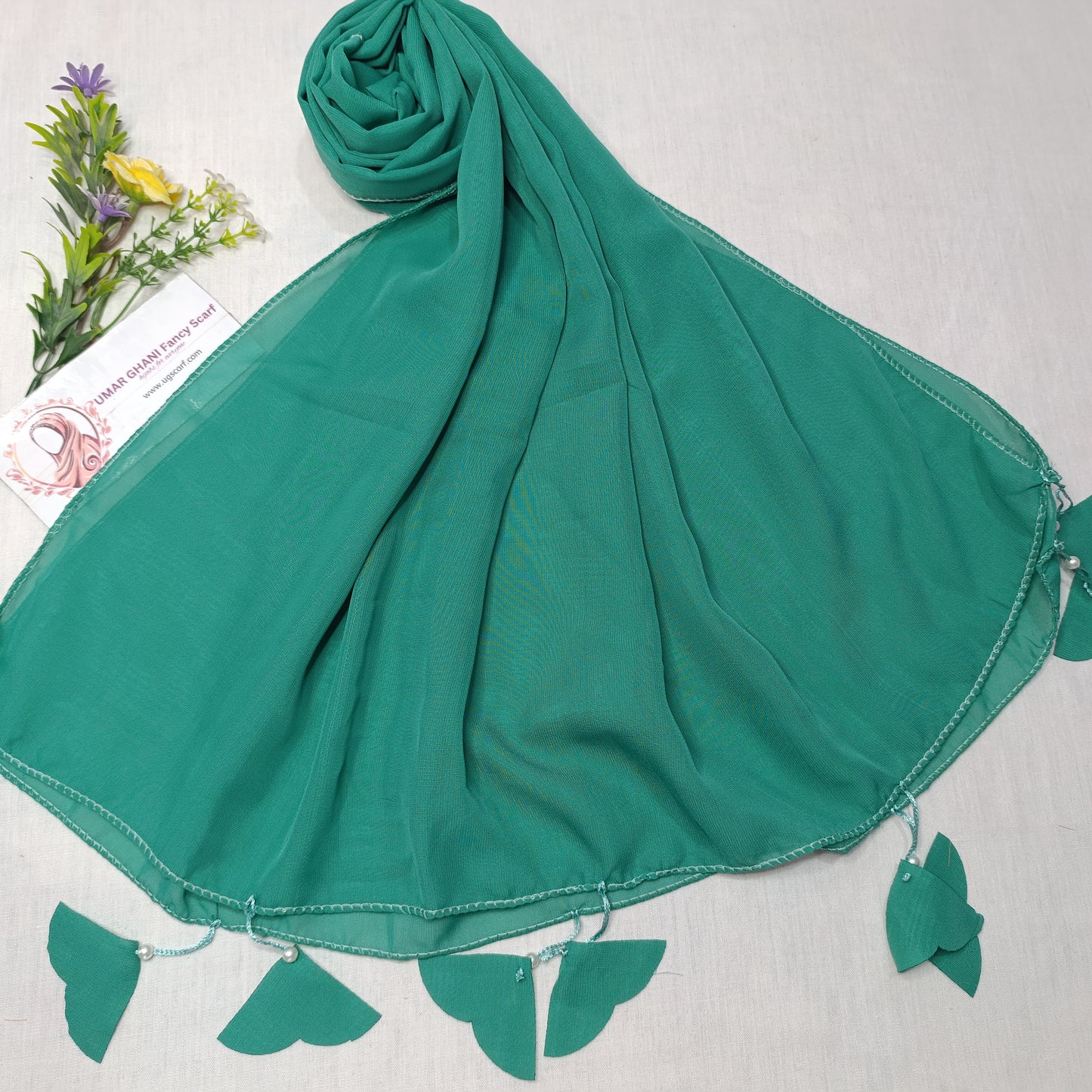 Plain Georgette Heart ❤️ Tussles Hijab Scarf