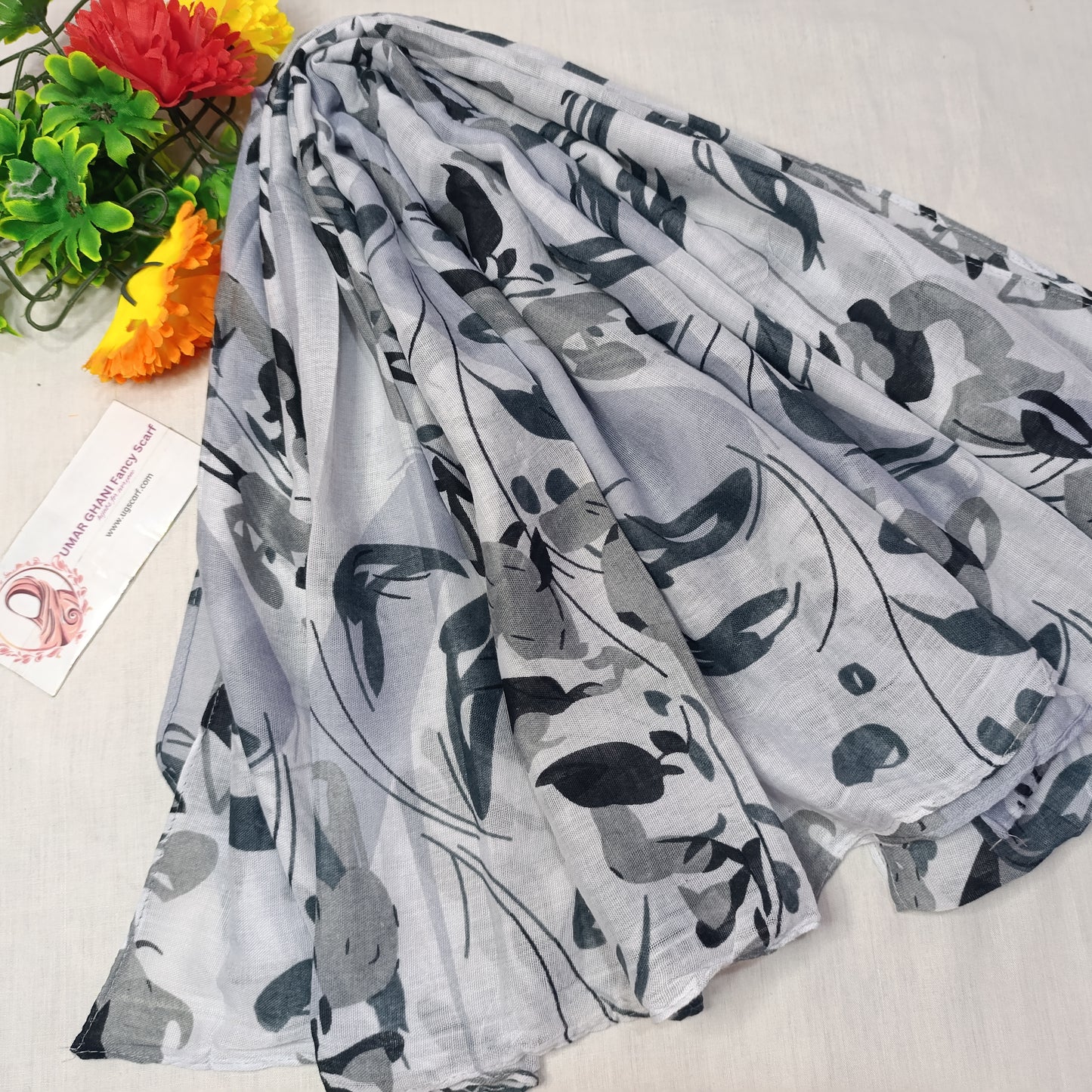 Imported Arbi Lawn Printed Shiny Hijab Scarf