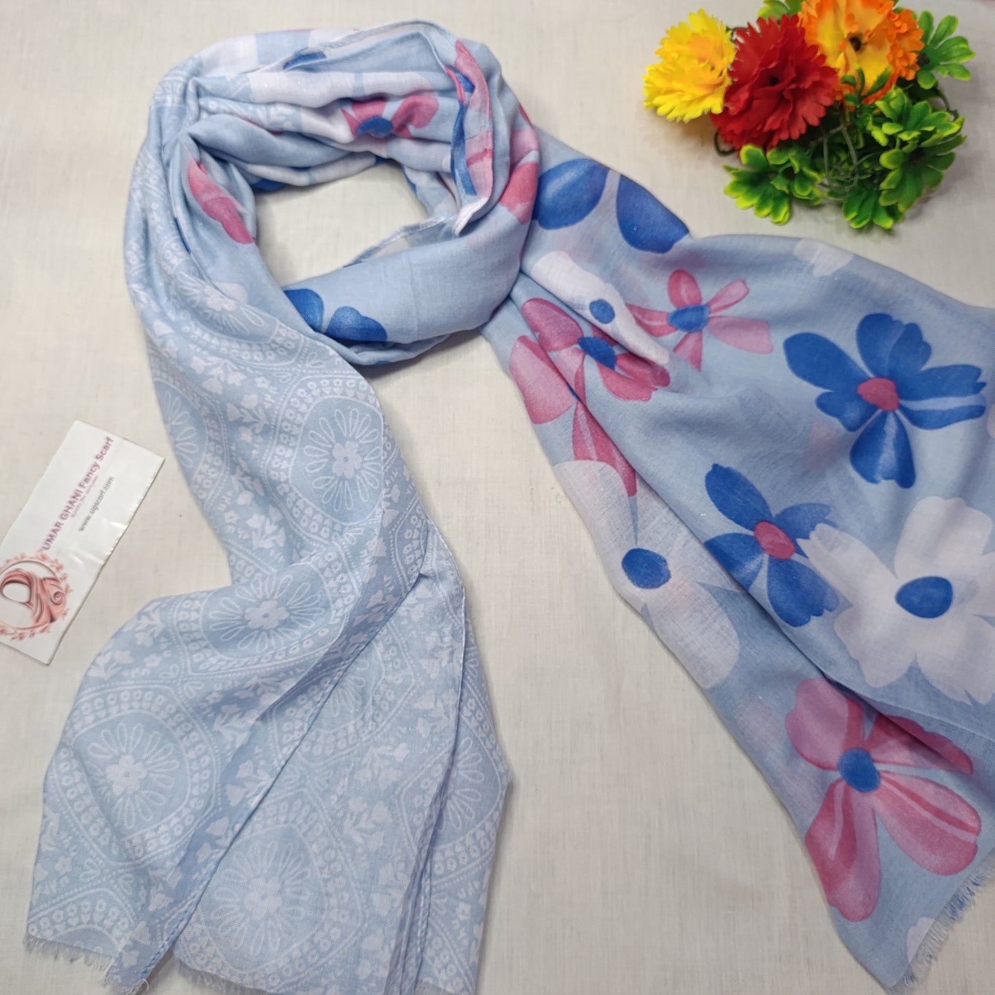 Imported Arbi Lawn Printed Shiny Hijab Scarf