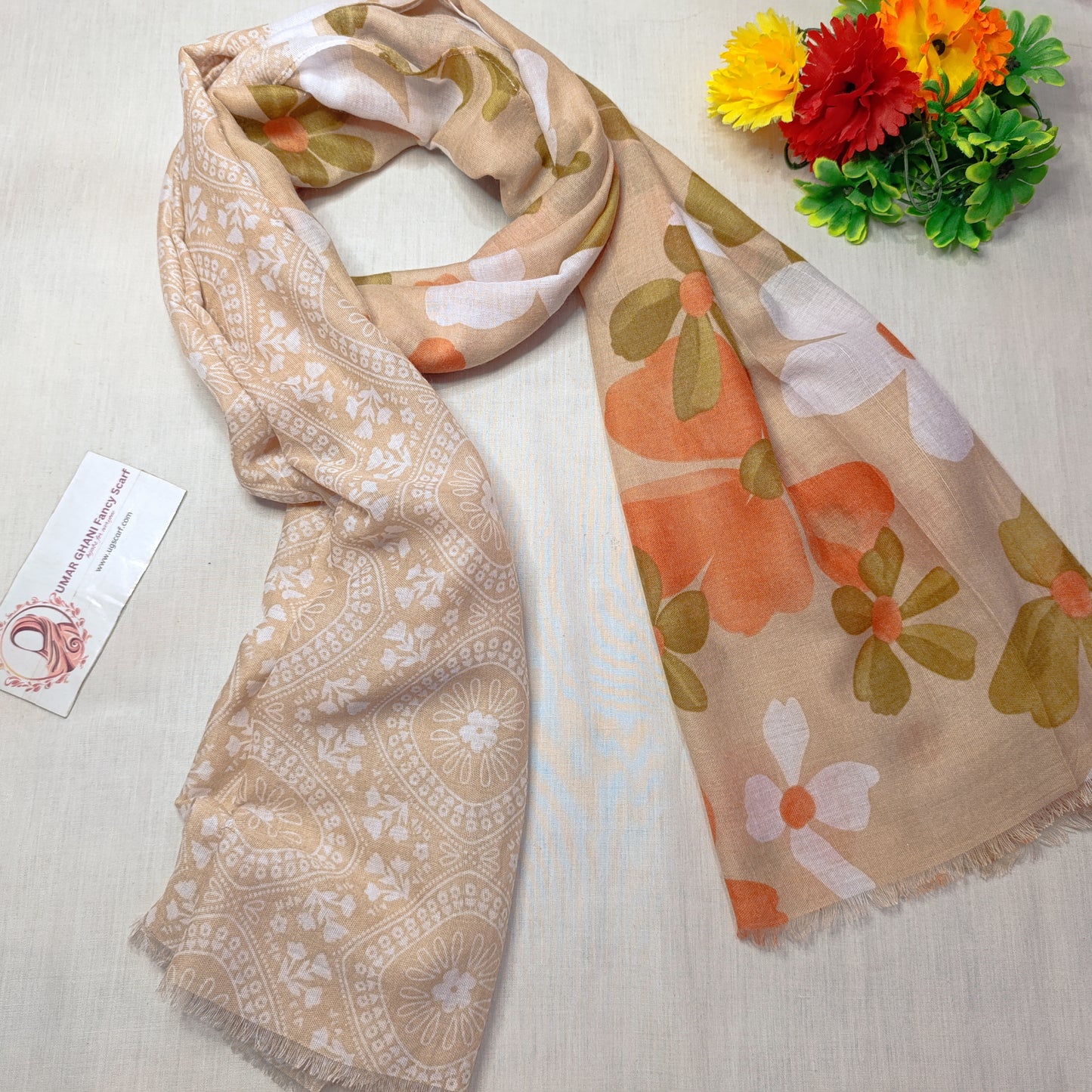 Imported Arbi Lawn Printed Shiny Hijab Scarf