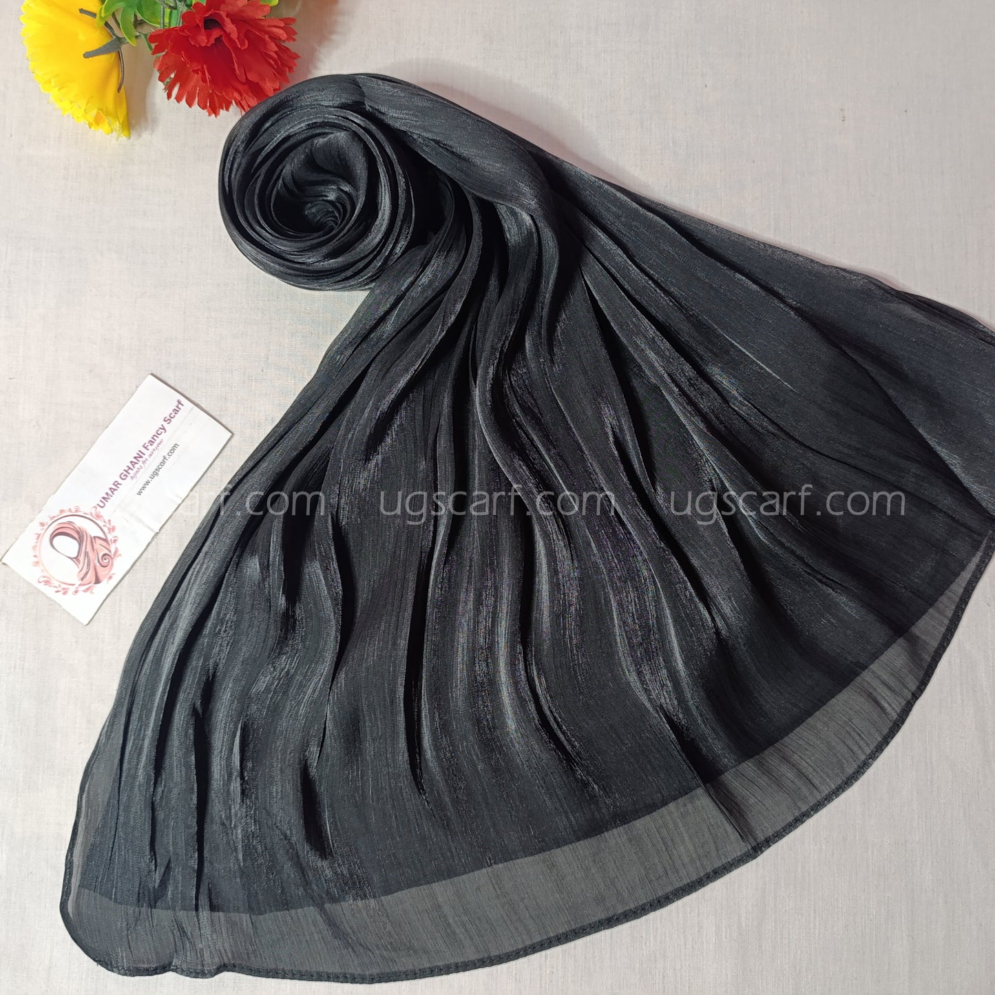 Plain Shimmer Wrinkle Silk Hijab Scarf