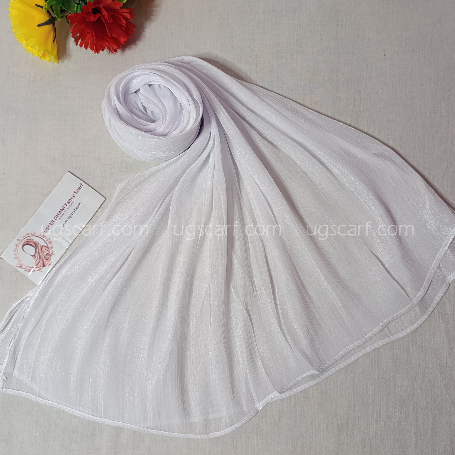 Plain Shimmer Wrinkle Silk Hijab Scarf