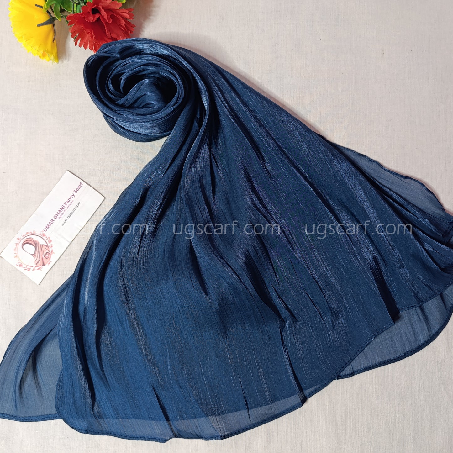 Plain Shimmer Wrinkle Silk Hijab Scarf