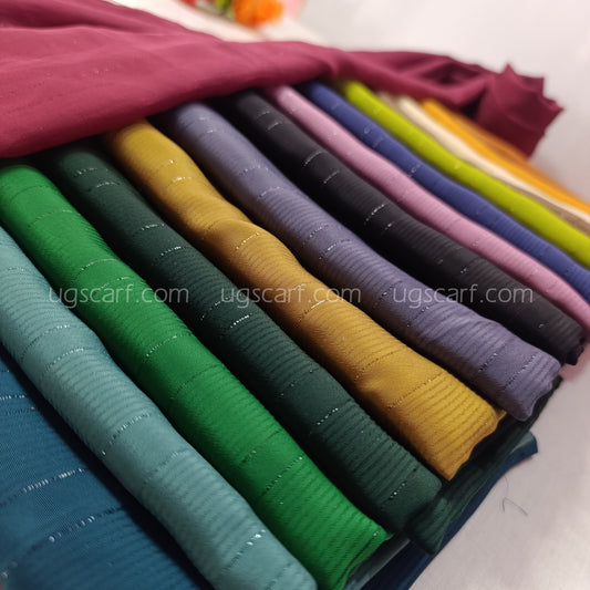 Chiffon Georgette Shiny Fancy Strips Hijab Scarf
