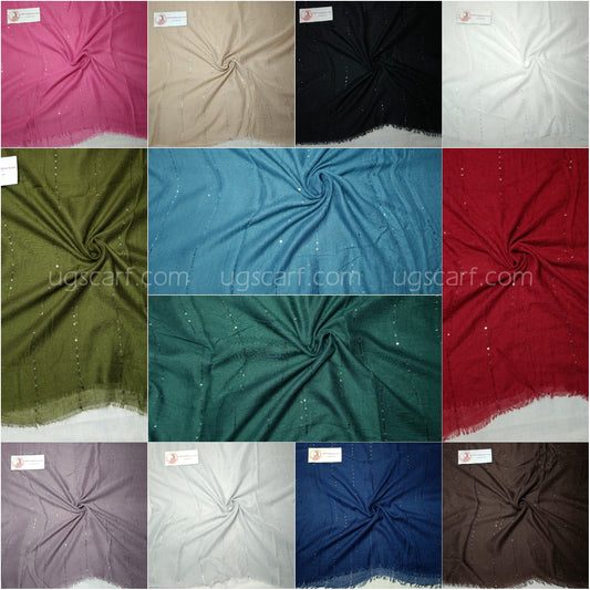 Imported Lawn Sequence Lining Hijab Scarf