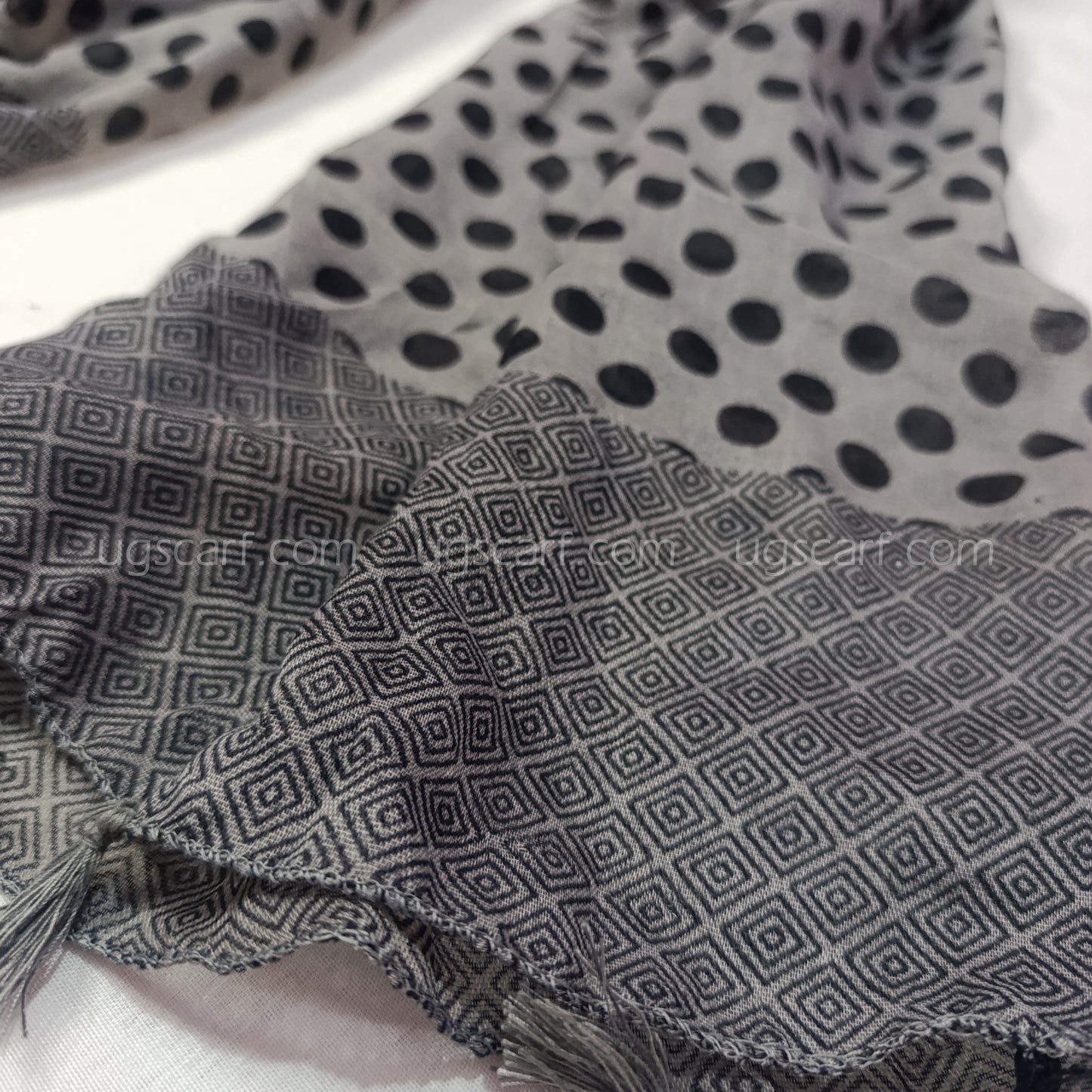 Lawn Black Dot Print Tussles Hijab Scarf